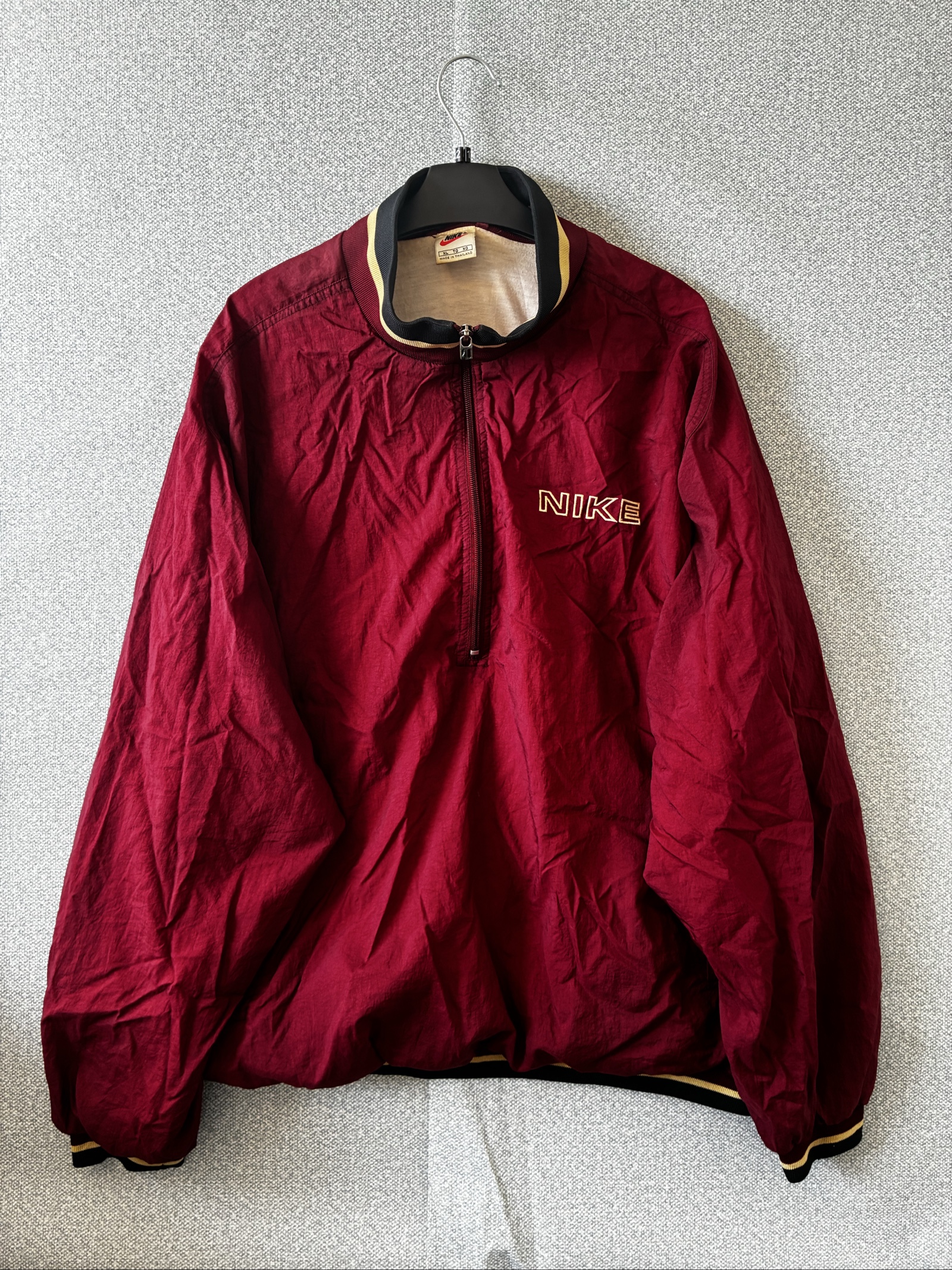 Nike Men's Burgundy Zip Neck Sweatshirt XL Made in Thailand