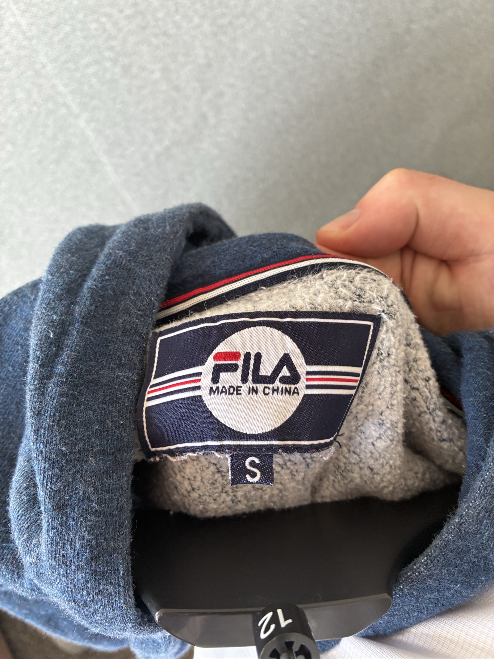 Fila Navy Blue Men's Hoodie Small Logo Print image 4