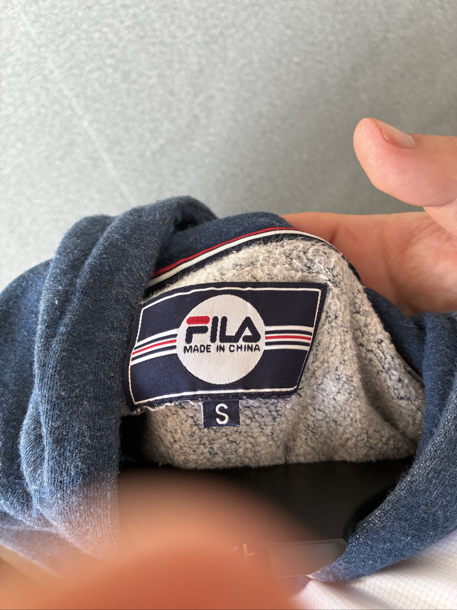 Fila Navy Blue Men's Hoodie Small Logo Print image 9