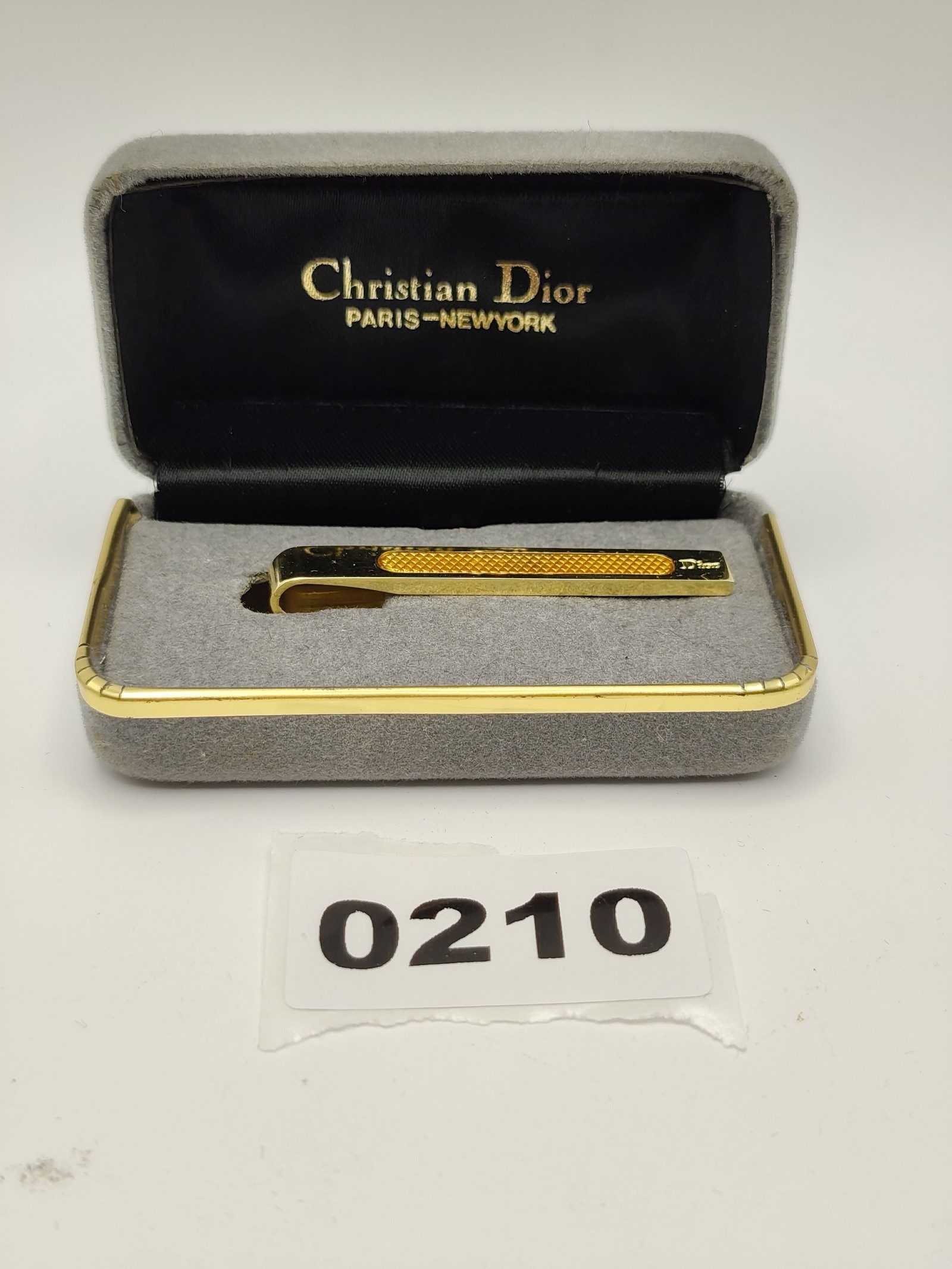 Christian Dior Men's Gold-Tone & Yellow Tie Clip with Case