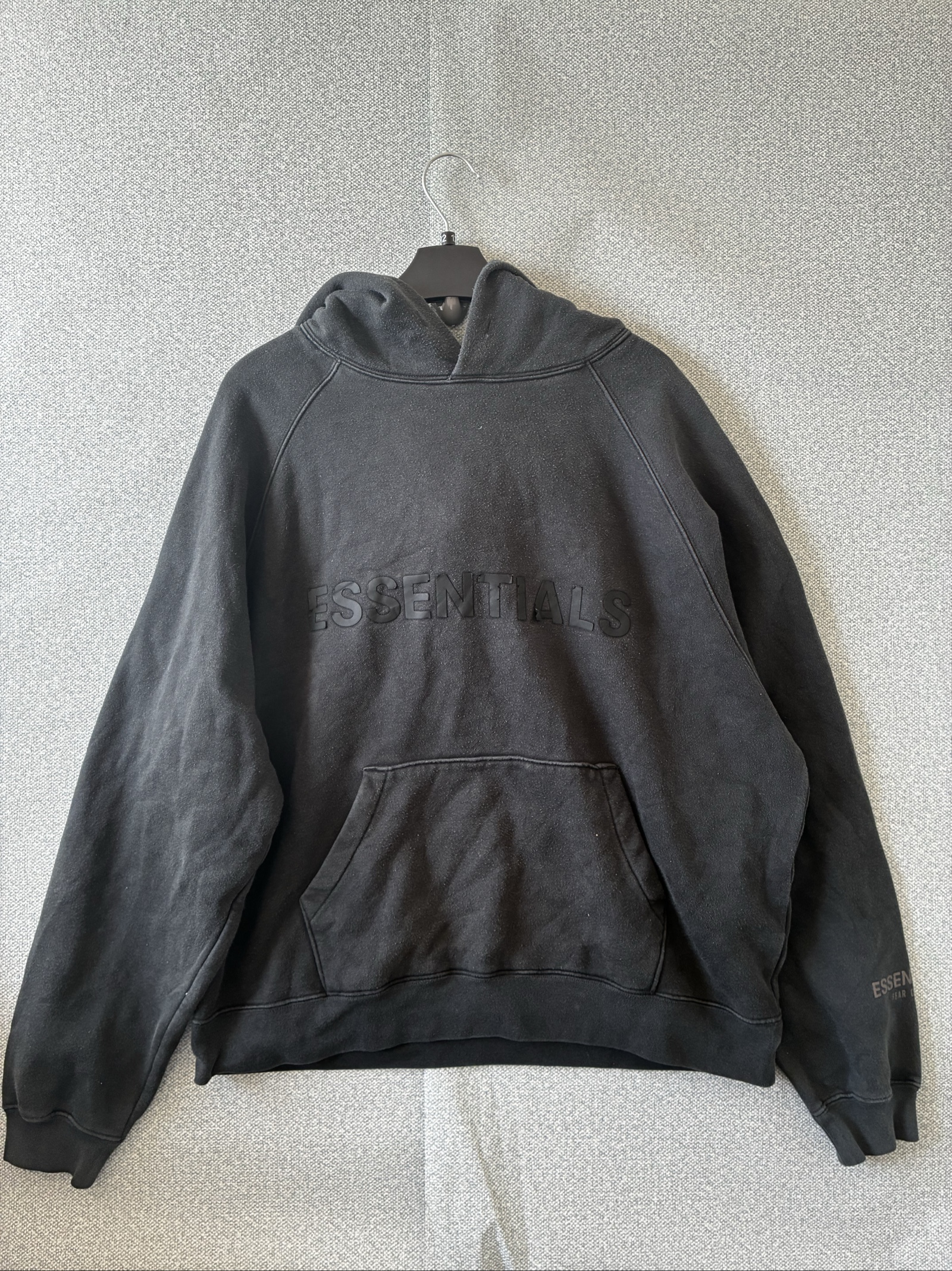 Fear of God Essentials Black Hoodie Large Rubber Print