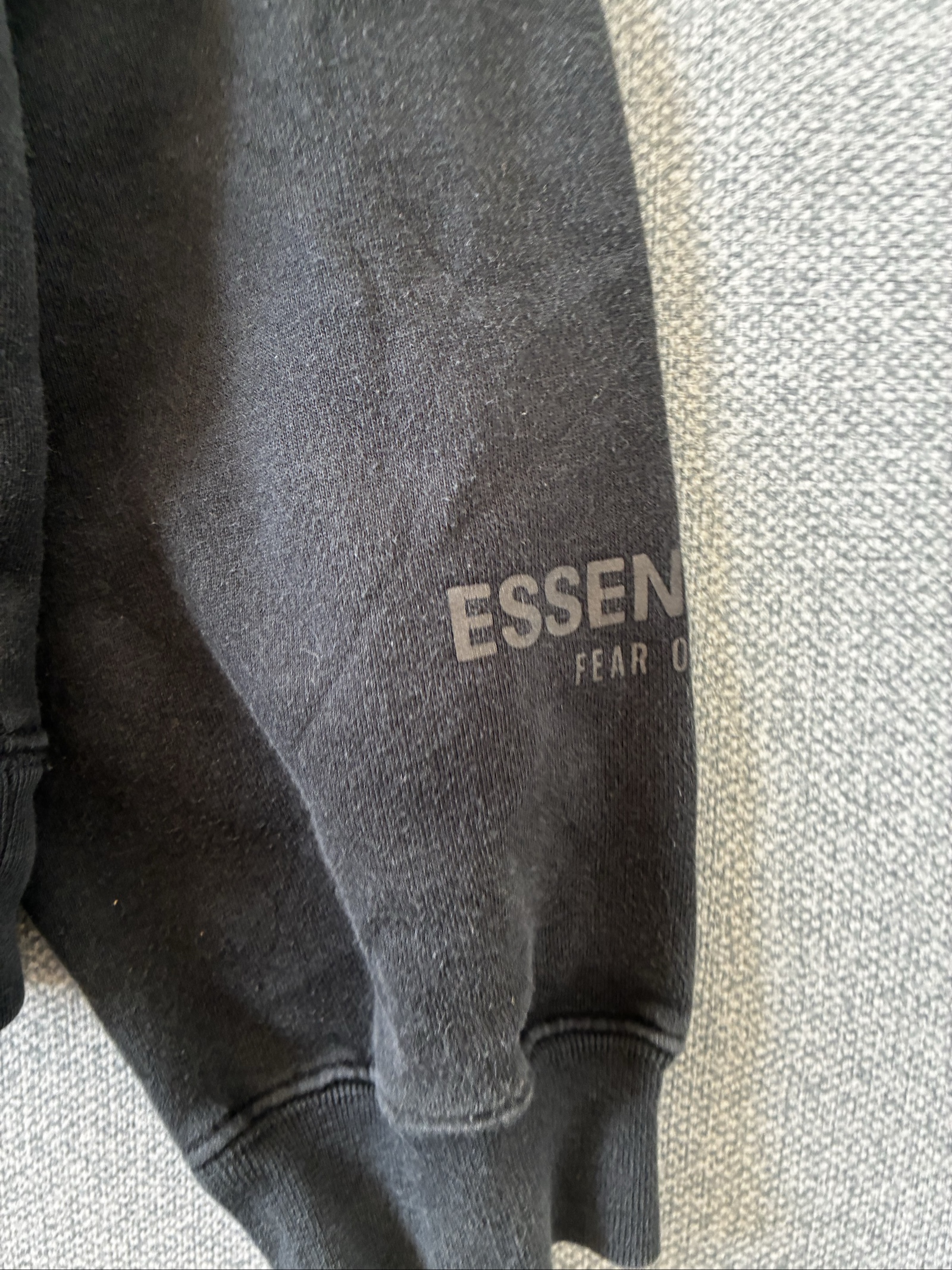 Fear of God Essentials Black Hoodie Large Rubber Print image 2