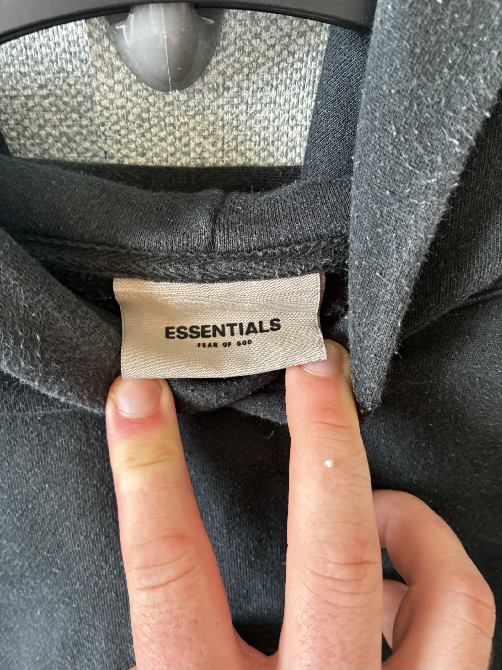 Fear of God Essentials Black Hoodie Large Rubber Print image 5