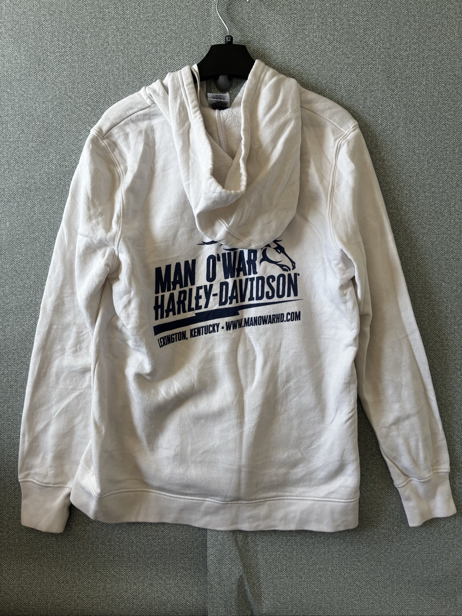 Harley Davidson White Zip-Up Hoodie Large Vintage Print image 5