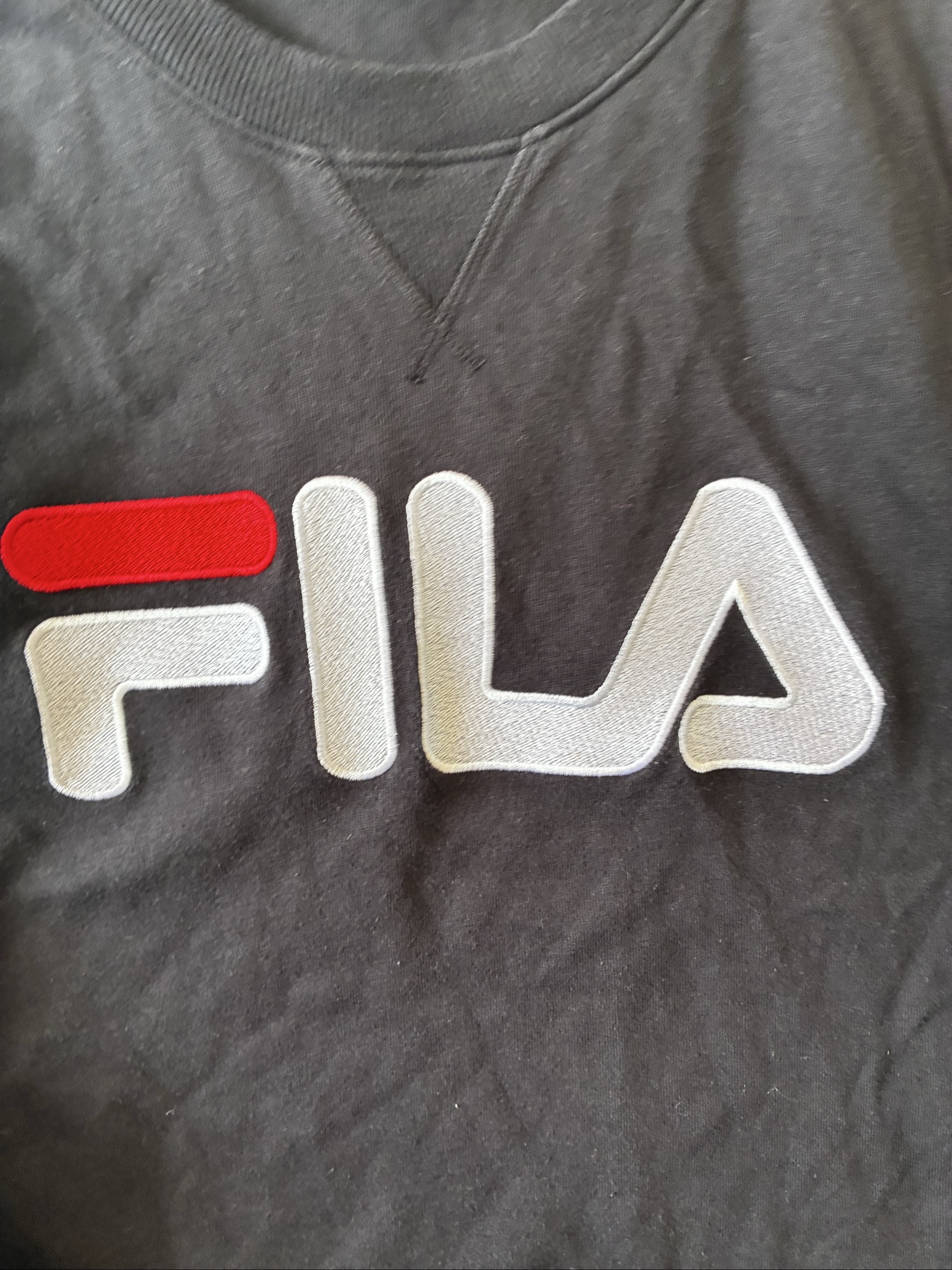 Fila Black & White & Red Logo Sweatshirt Small Men's image 2