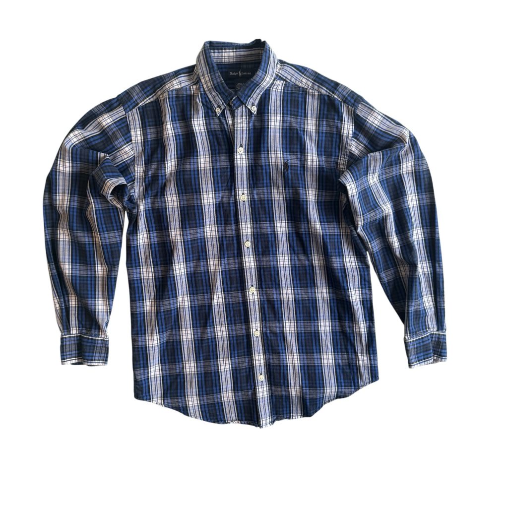 Ralph Lauren Men’s L Blue Check Cotton Long Sleeve Button-Down Shirt
