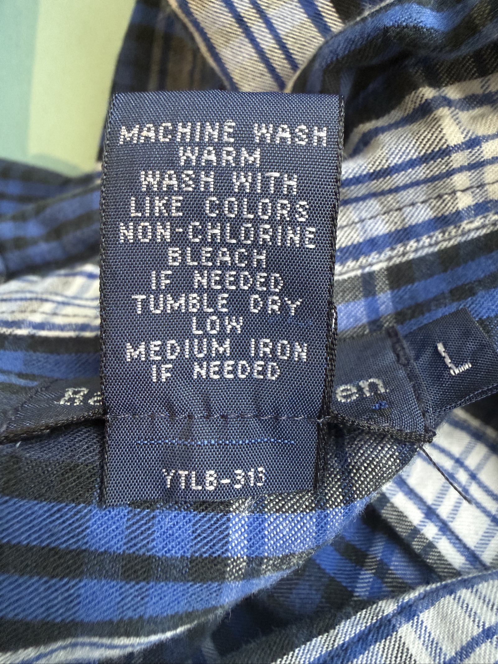 Ralph Lauren Men’s L Blue Check Cotton Long Sleeve Button-Down Shirt image 5