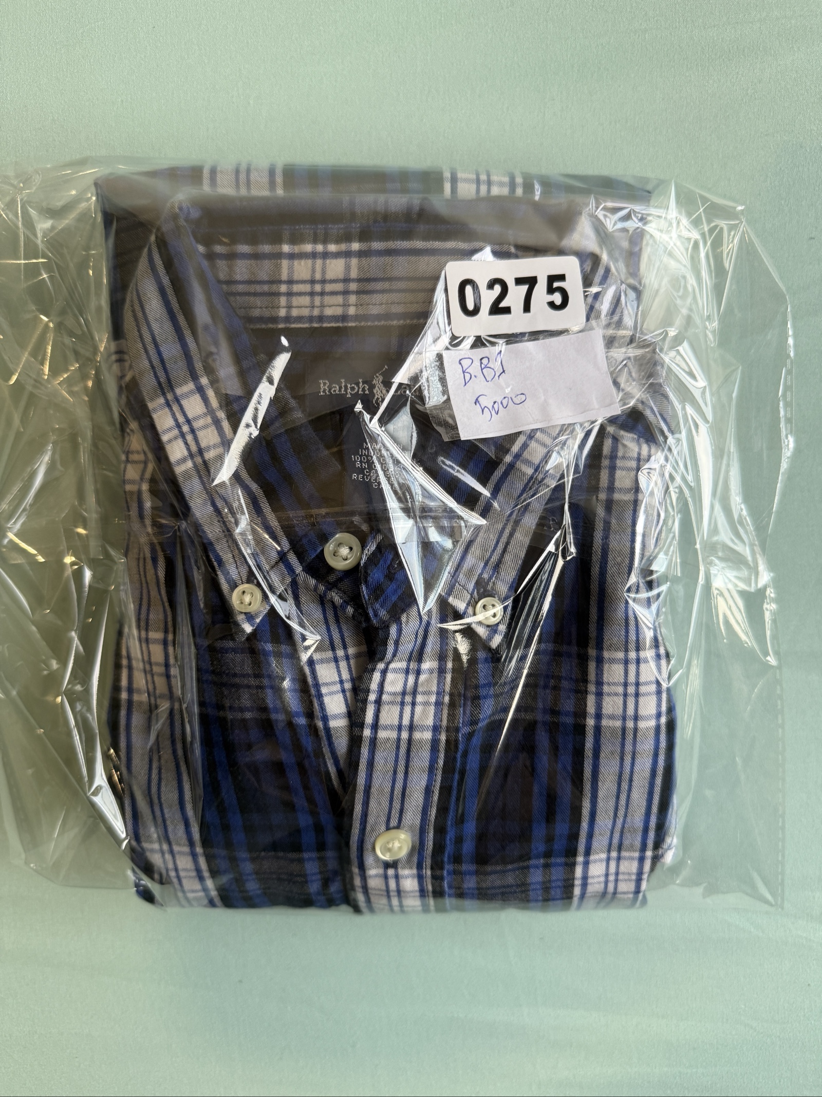 Ralph Lauren Men’s L Blue Check Cotton Long Sleeve Button-Down Shirt image 8