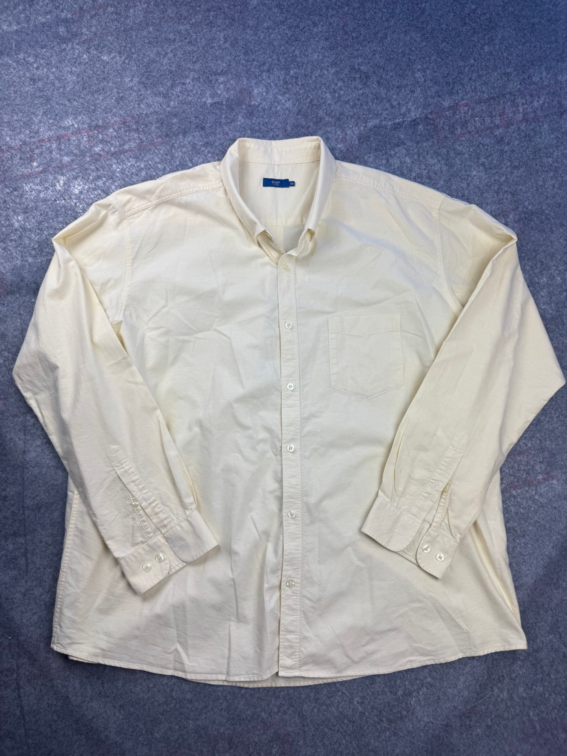 Cotton Traders Pale Yellow Oxford Shirt 3XL Long Sleeve Chest Pocket