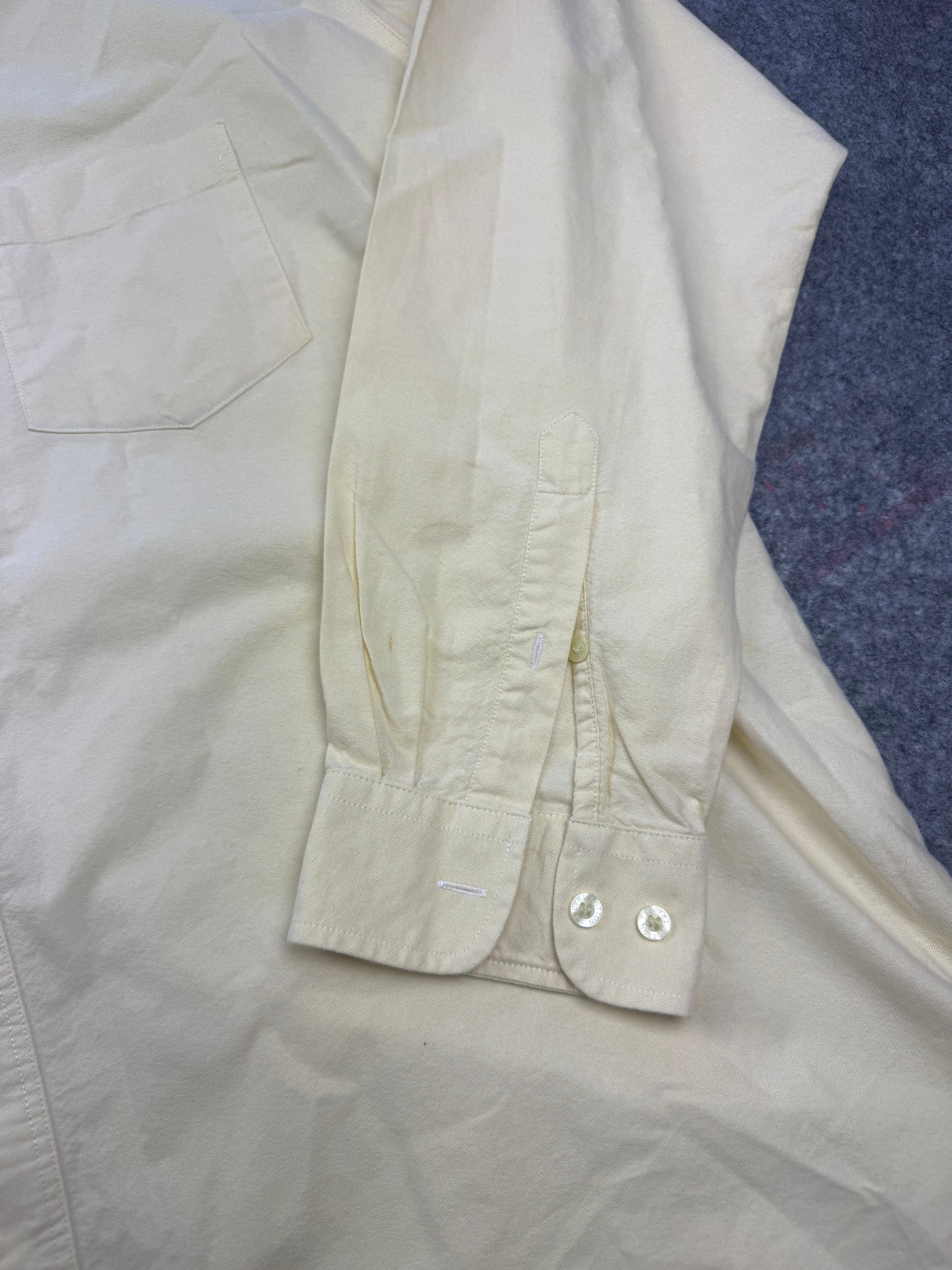 Cotton Traders Pale Yellow Oxford Shirt 3XL Long Sleeve Chest Pocket image 3