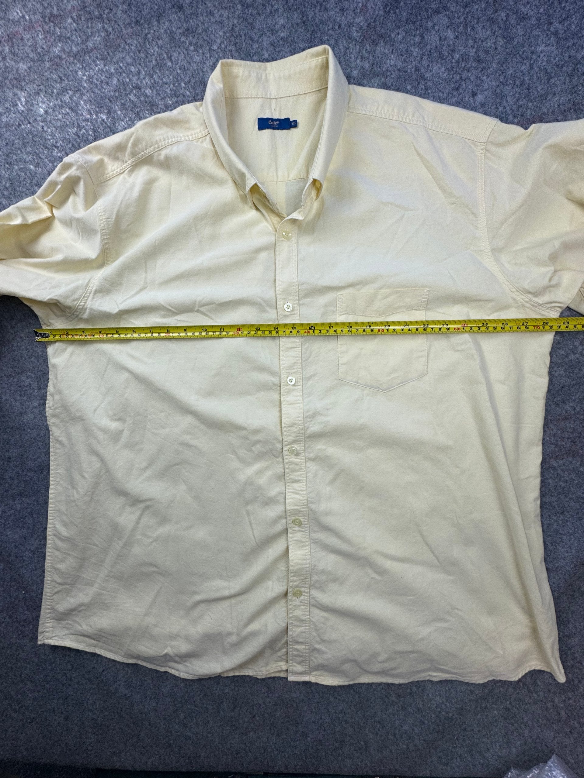 Cotton Traders Pale Yellow Oxford Shirt 3XL Long Sleeve Chest Pocket image 6
