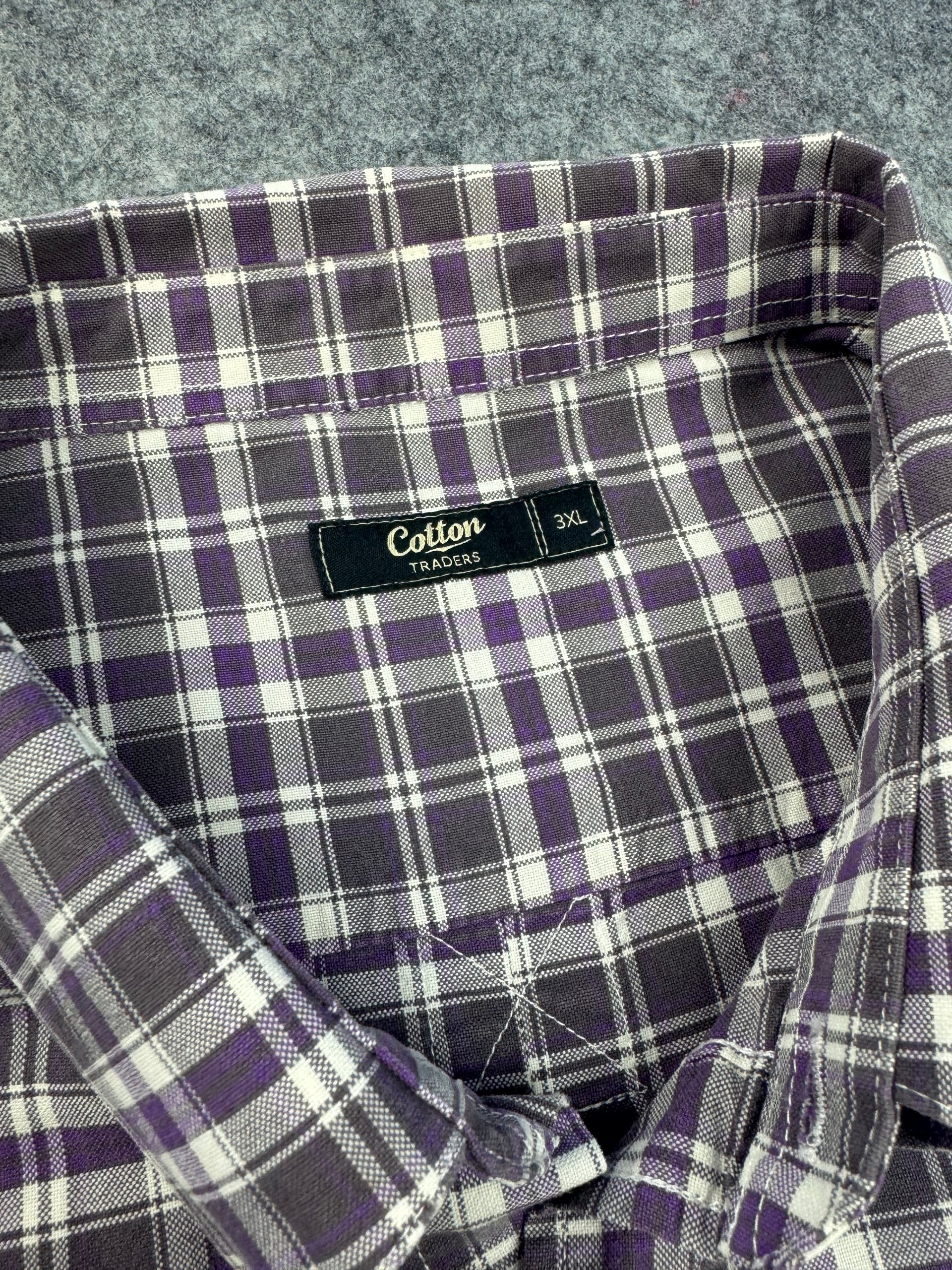 Cotton Traders Purple & White Check Shirt 3XL Long Sleeve Button Down image 2