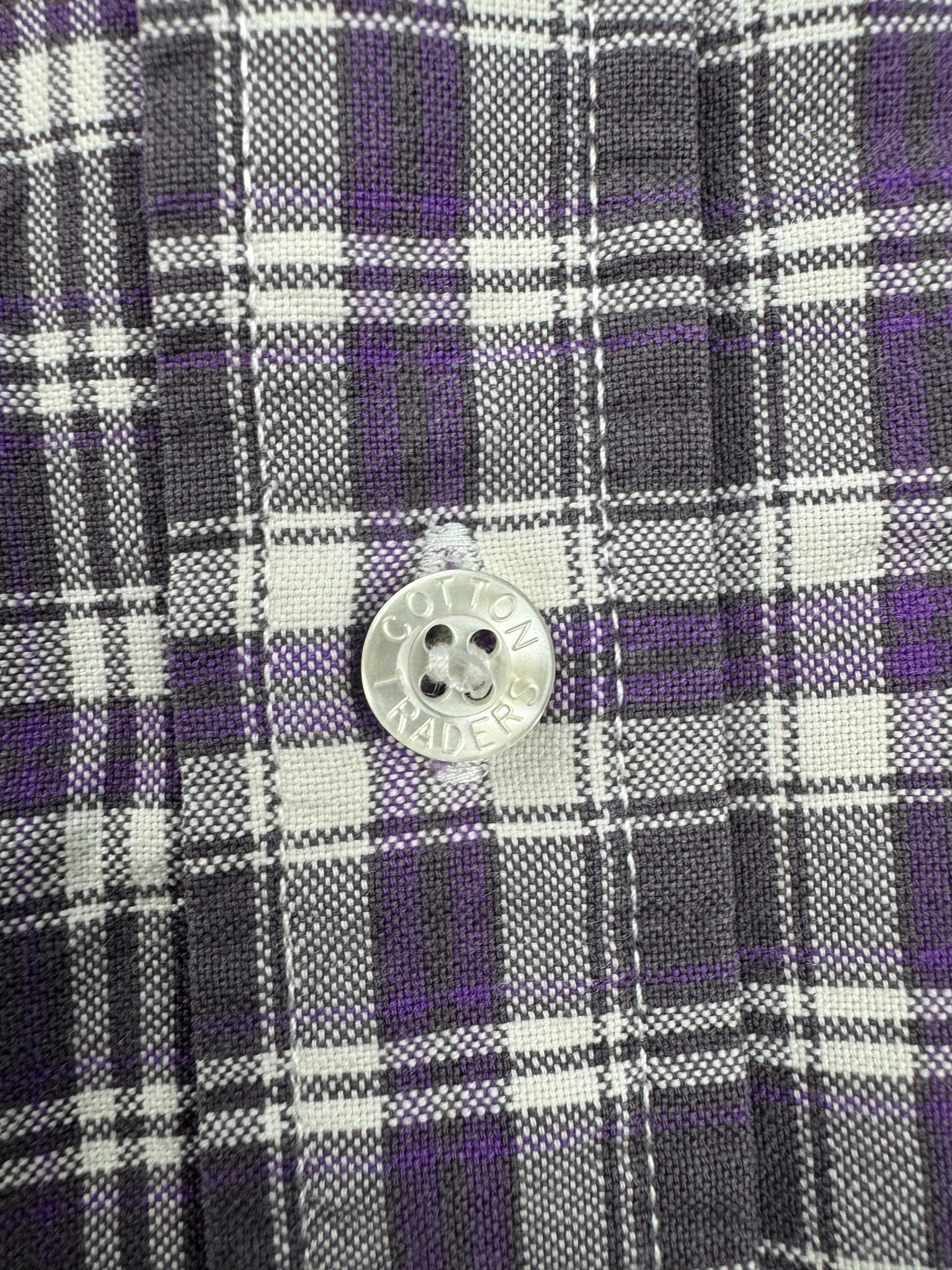 Cotton Traders Purple & White Check Shirt 3XL Long Sleeve Button Down image 4