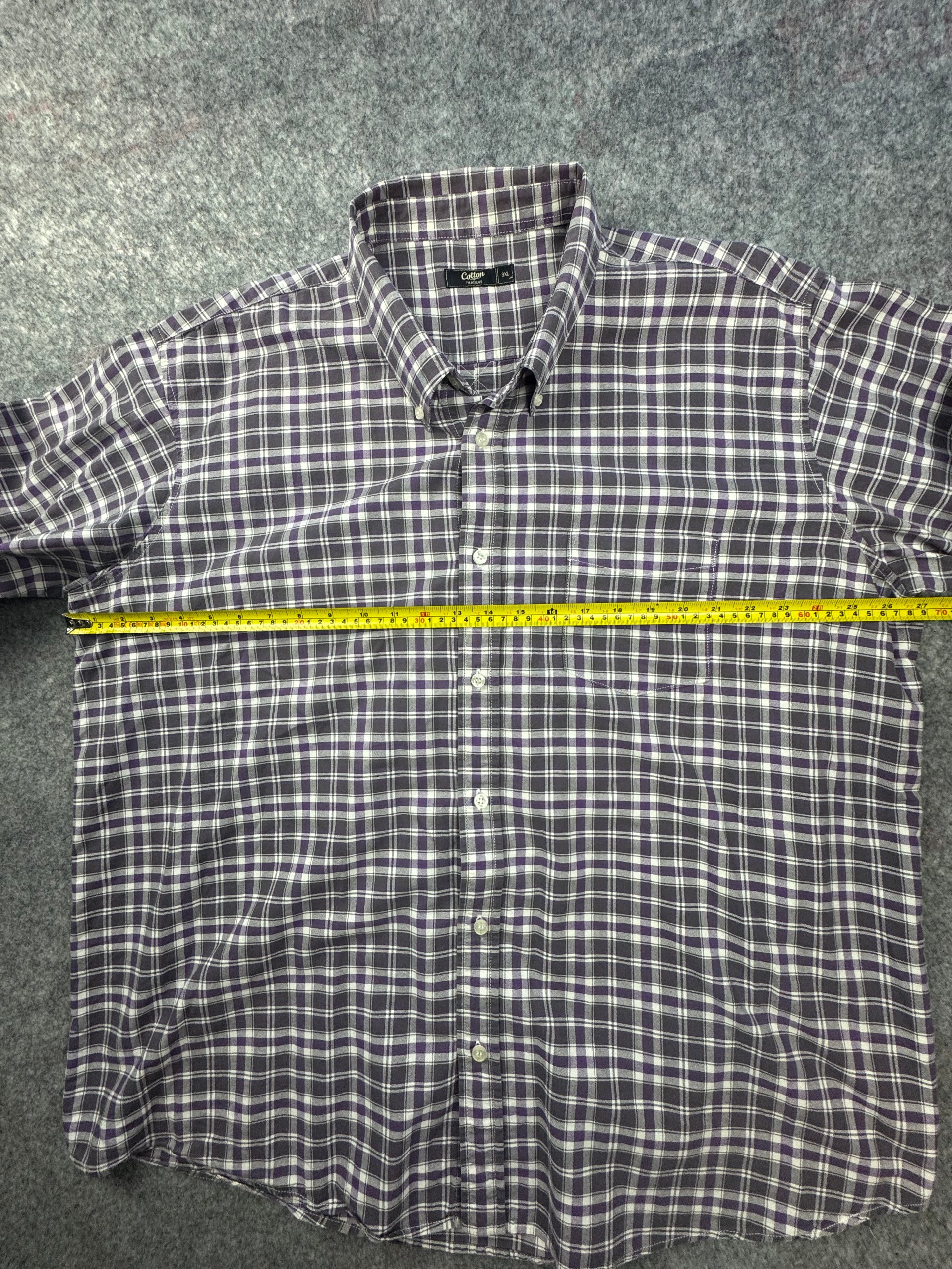 Cotton Traders Purple & White Check Shirt 3XL Long Sleeve Button Down image 5