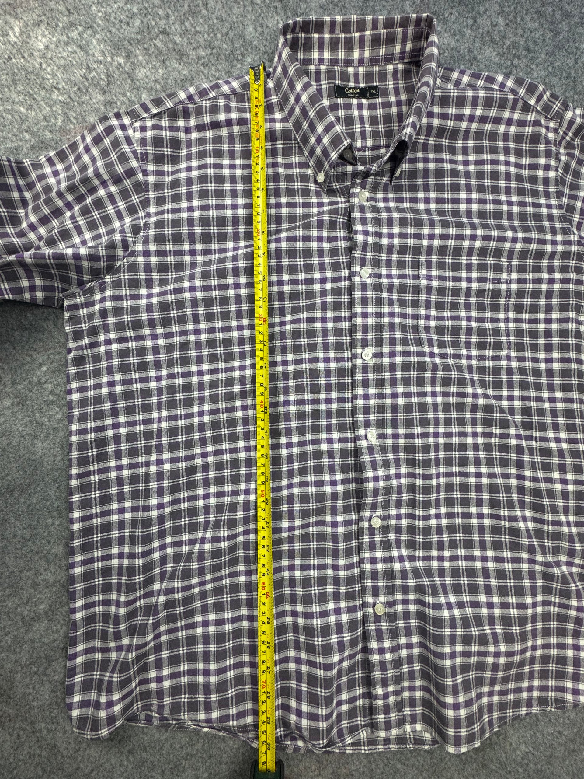Cotton Traders Purple & White Check Shirt 3XL Long Sleeve Button Down image 6