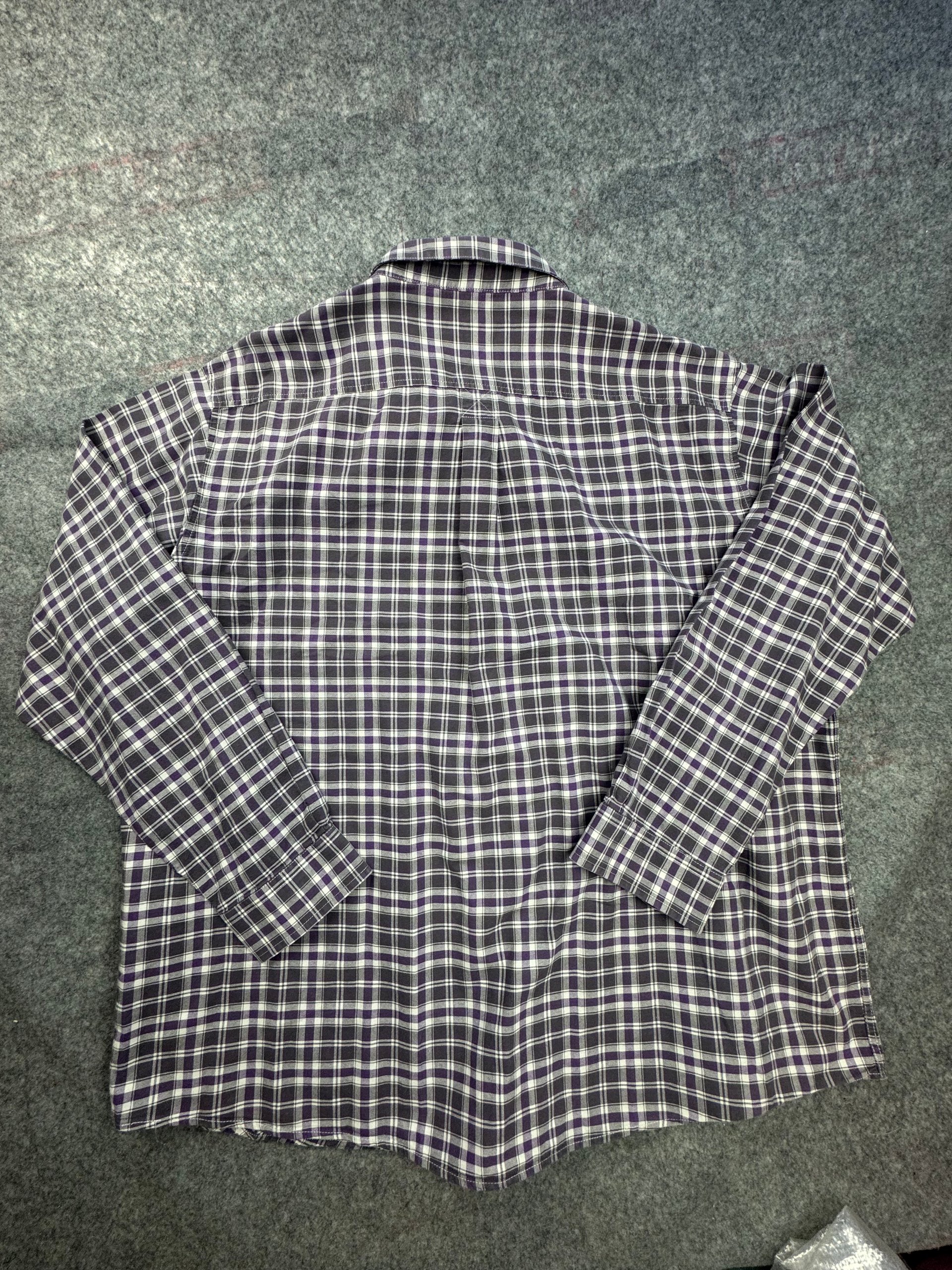 Cotton Traders Purple & White Check Shirt 3XL Long Sleeve Button Down image 7