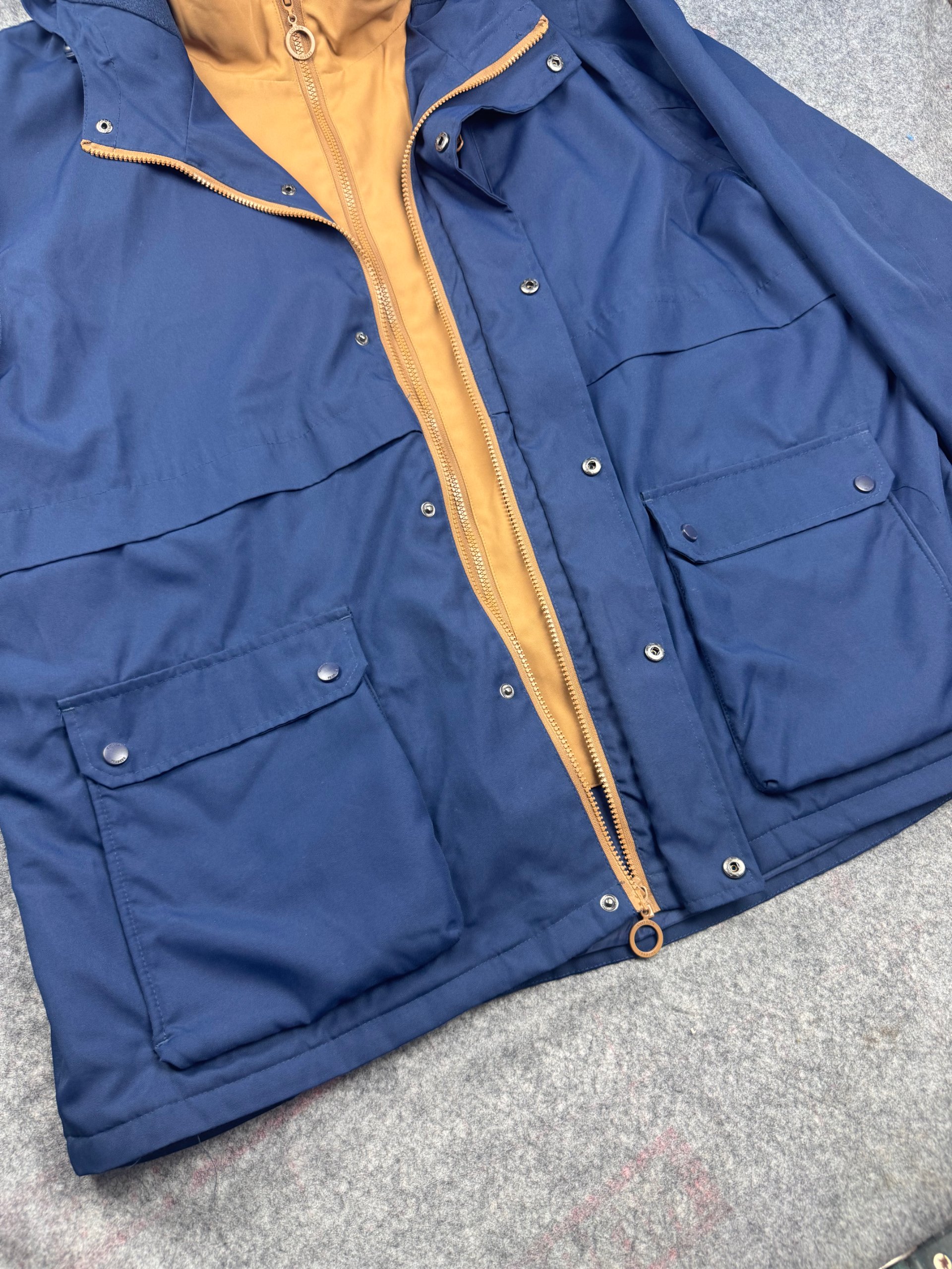 Cotton Traders Navy & Tan Hooded Parka Jacket 3XL image 4