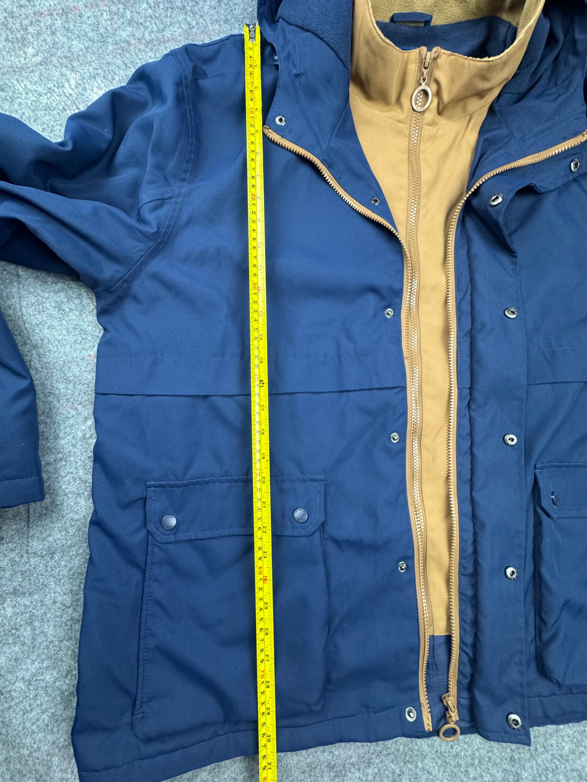 Cotton Traders Navy & Tan Hooded Parka Jacket 3XL image 6