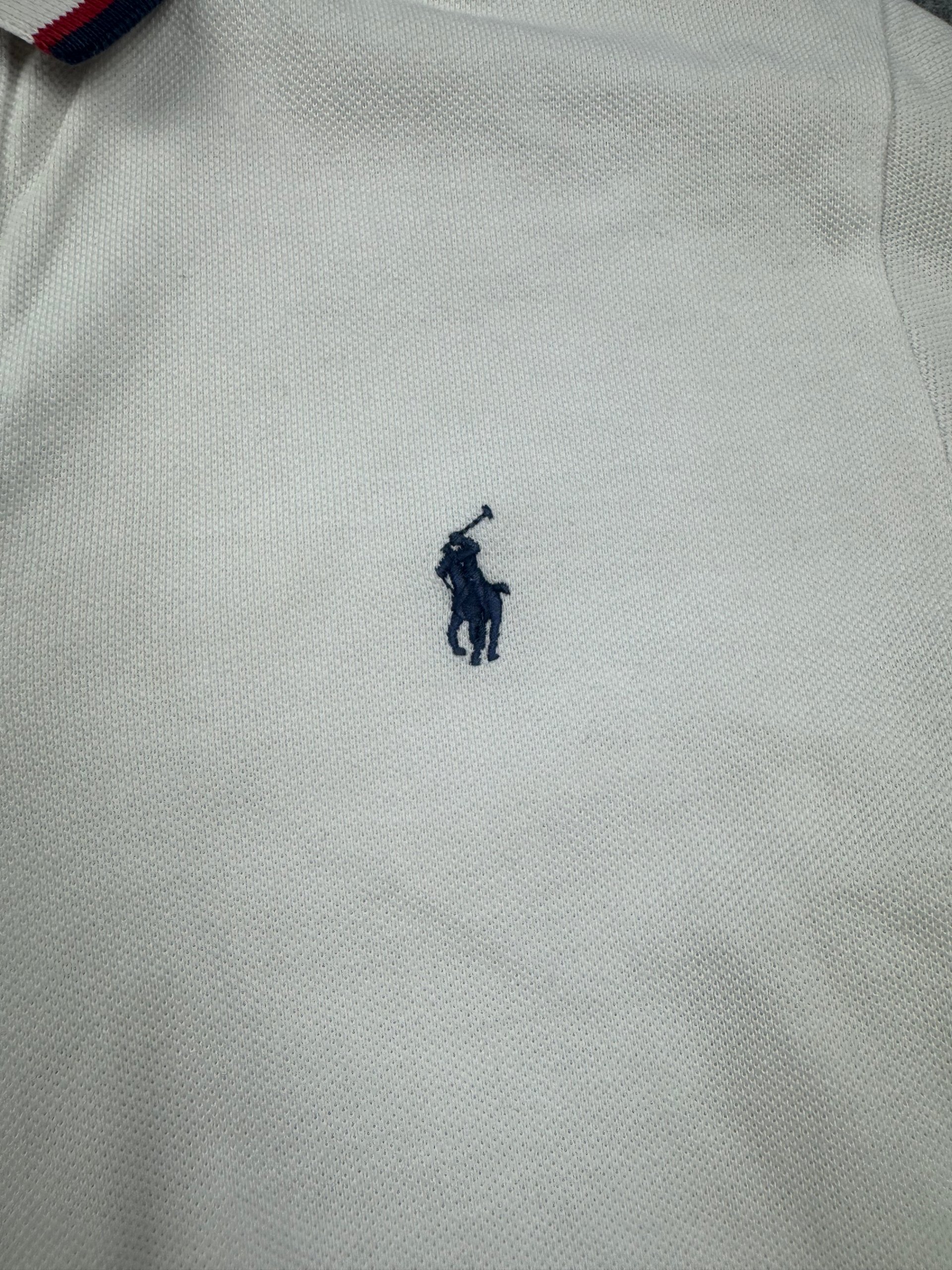 Ralph Lauren White & Navy Trim Polo Shirt L/G (14-16) Cotton Kids image 2