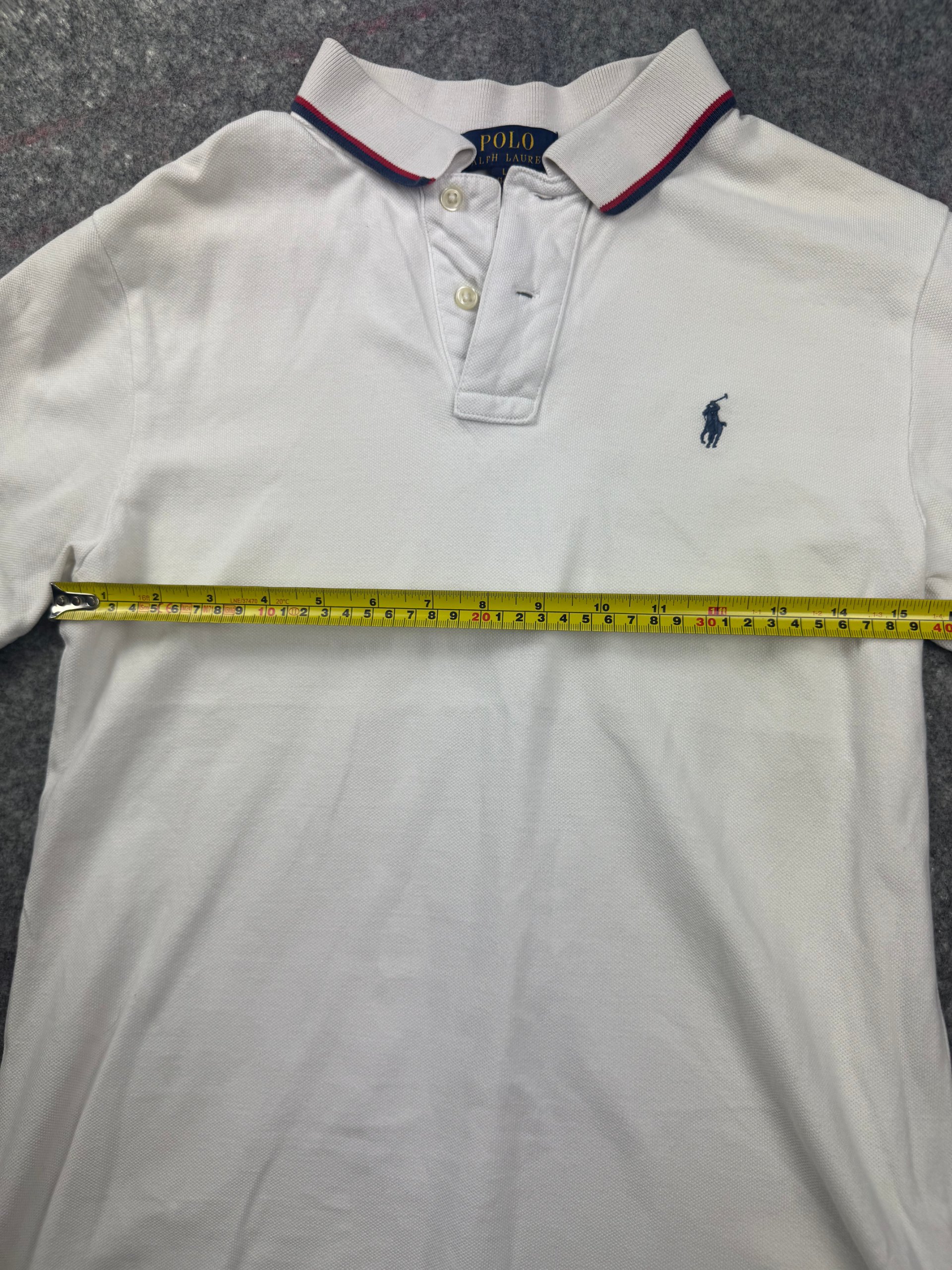 Ralph Lauren White & Navy Trim Polo Shirt L/G (14-16) Cotton Kids image 4
