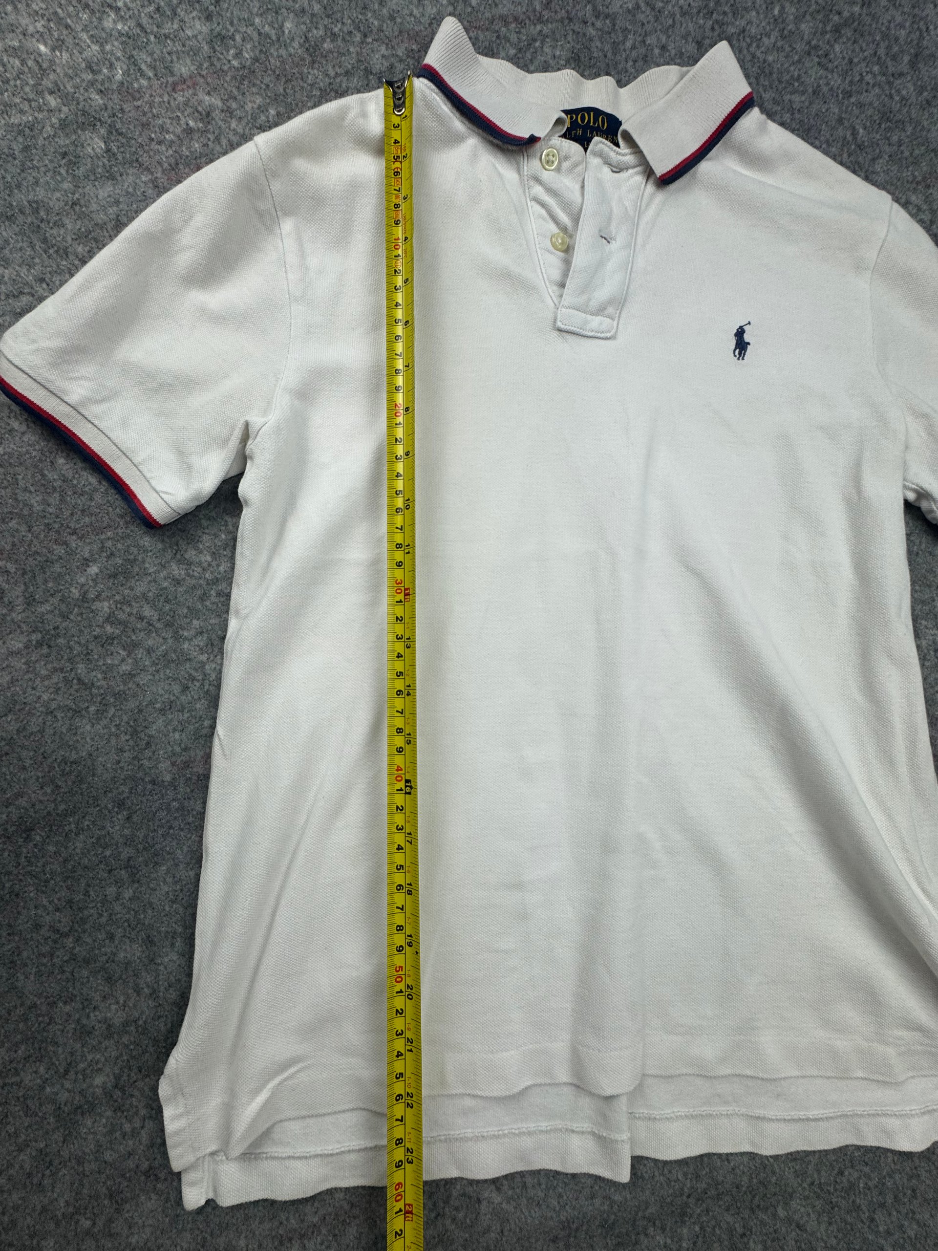 Ralph Lauren White & Navy Trim Polo Shirt L/G (14-16) Cotton Kids image 5