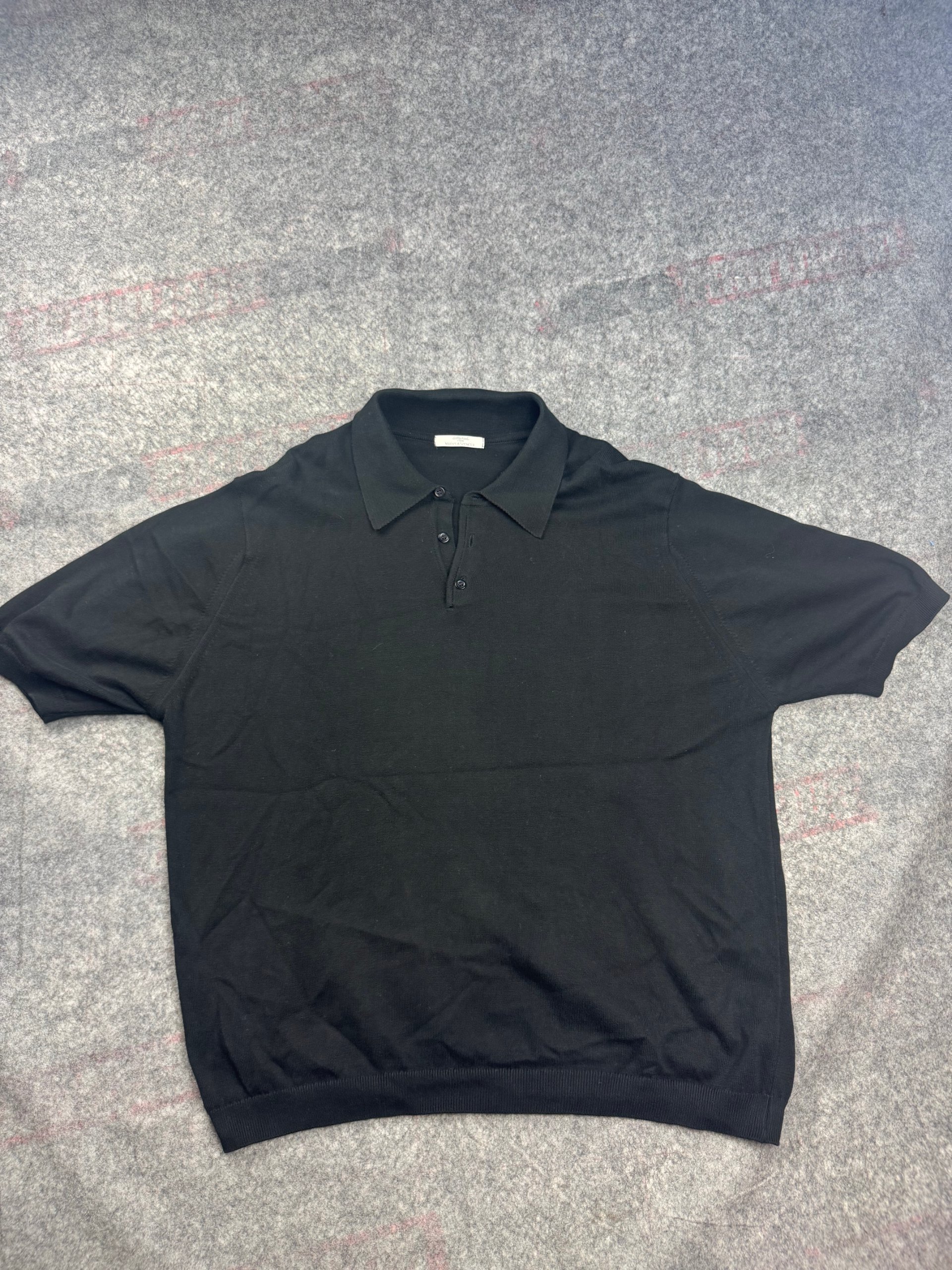 St Micheal, 1990's Marks & Spencer Black Short Sleeve Polo Knit Top Large