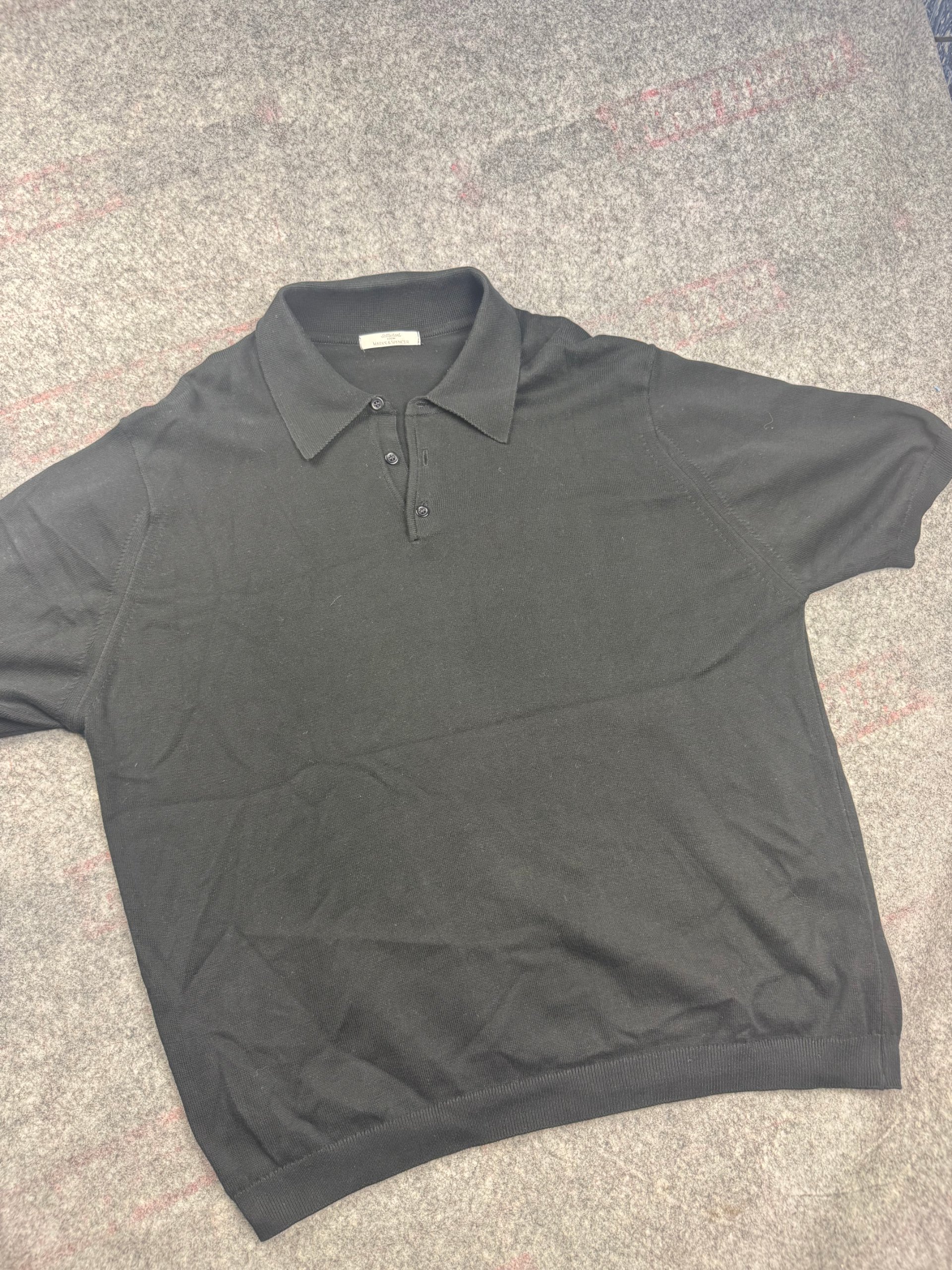 St Micheal, 1990's Marks & Spencer Black Short Sleeve Polo Knit Top Large image 3