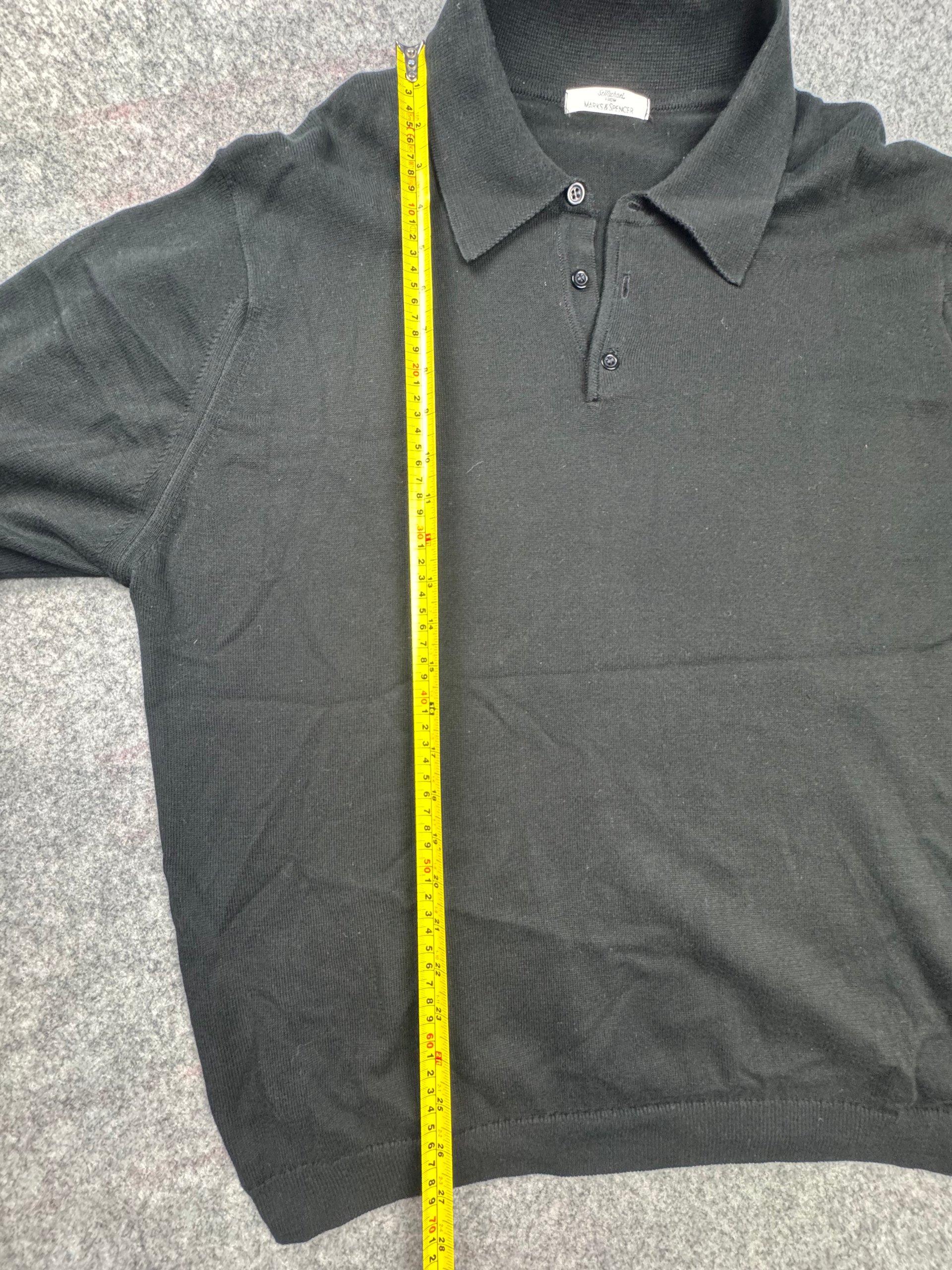 St Micheal, 1990's Marks & Spencer Black Short Sleeve Polo Knit Top Large image 5