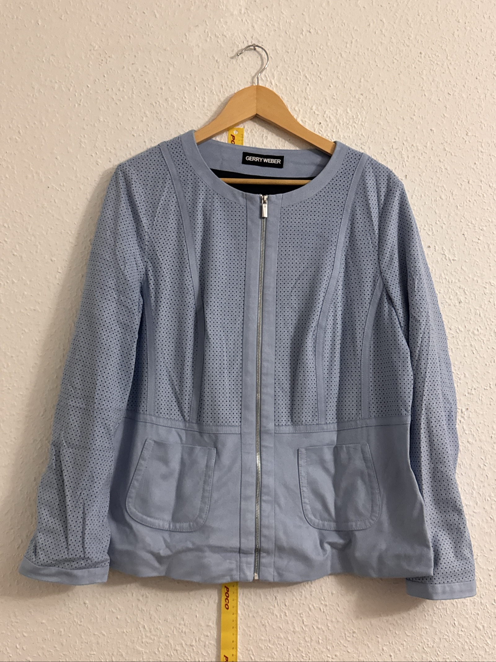 Gerry Weber Women's Light Blue Perforated Zip Jacket Medium image 2
