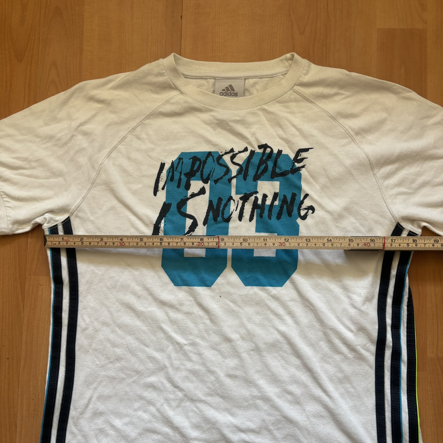 Adidas White & Blue Men's Graphic T-Shirt Medium Impossible Is Nothing image 4