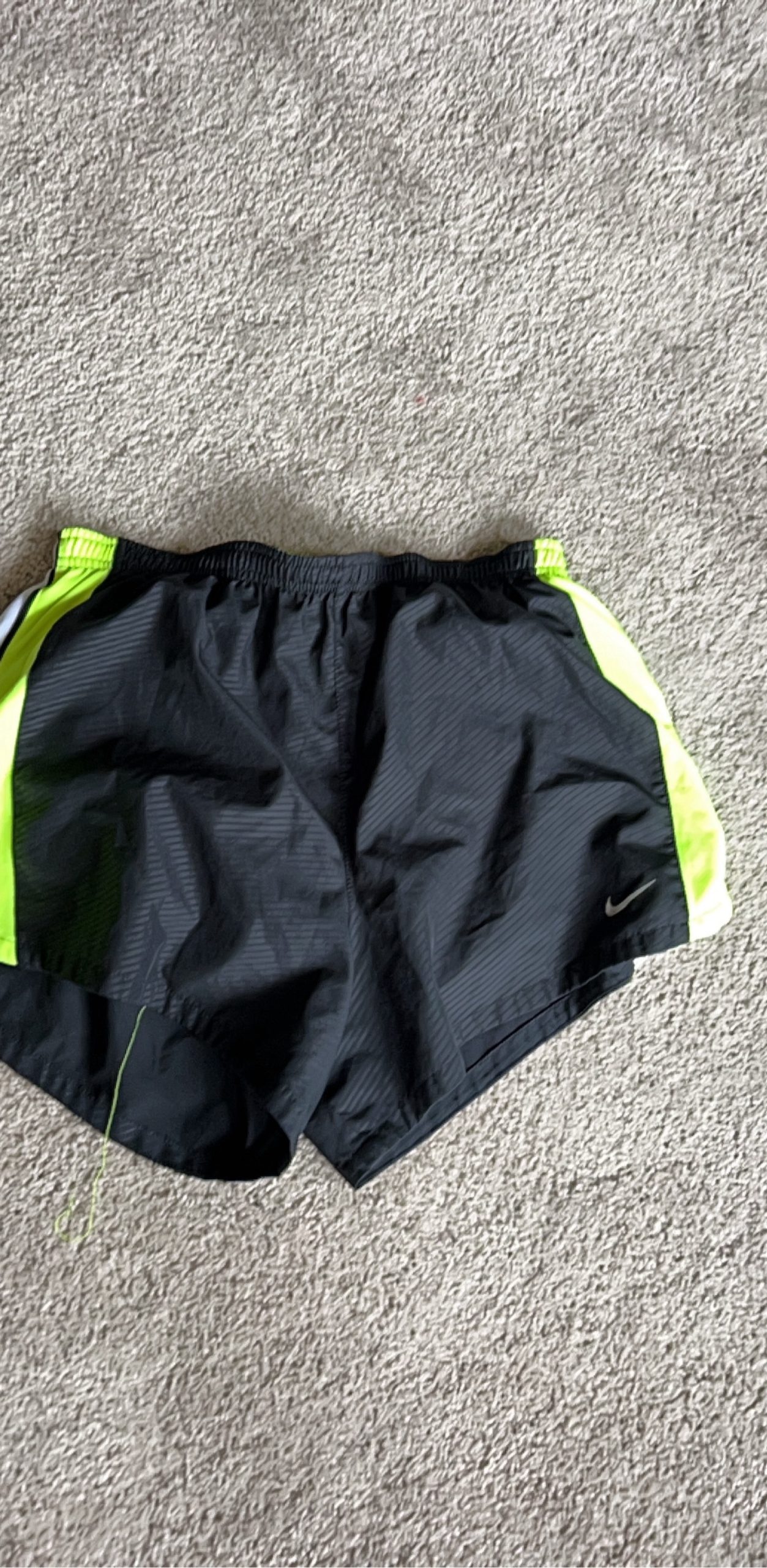 Nike Black & Neon Yellow Dri-FIT Running Shorts Medium
