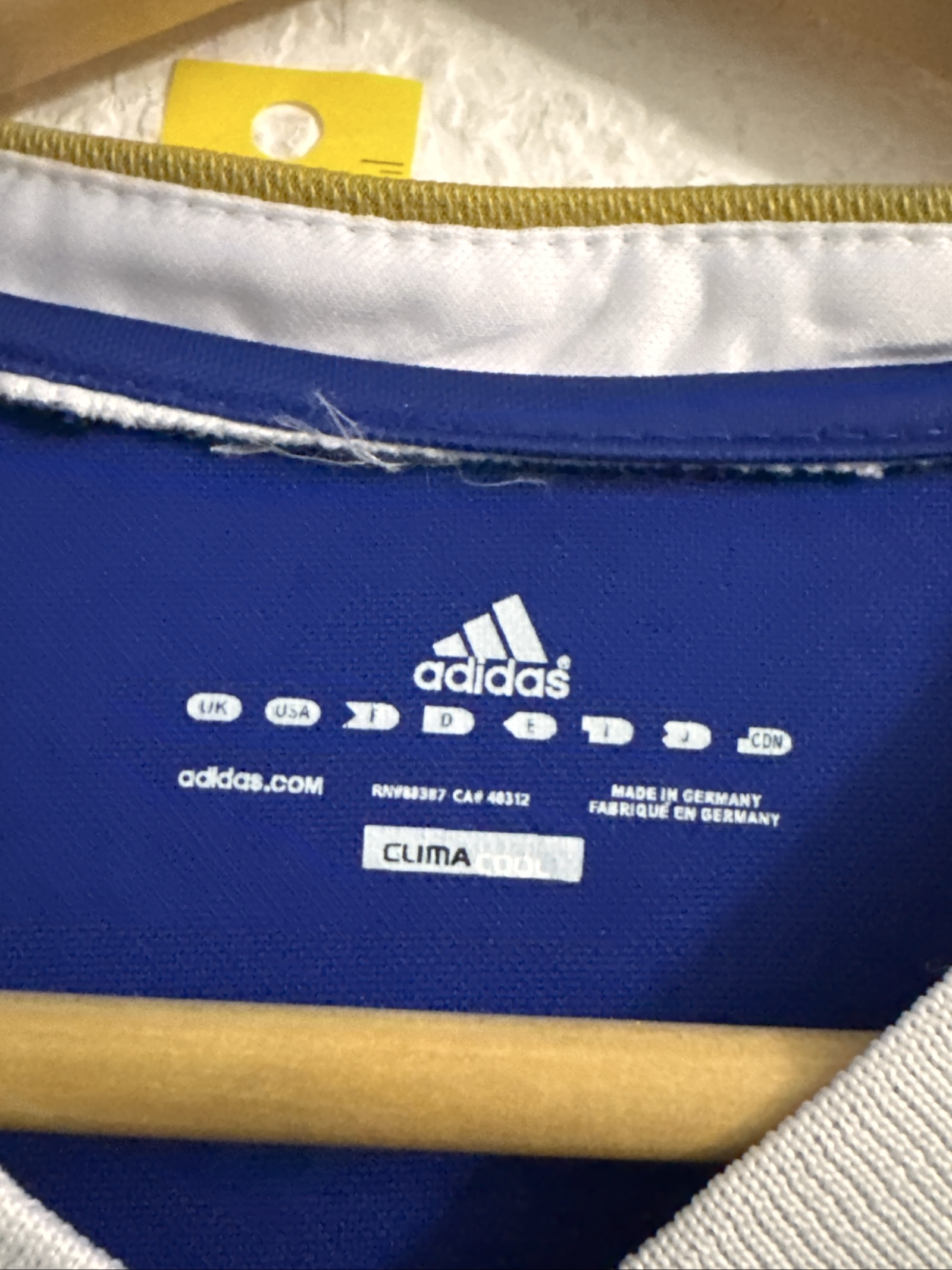 Adidas Unisex Blue FFF Football Jersey Medium ClimaCool image 8