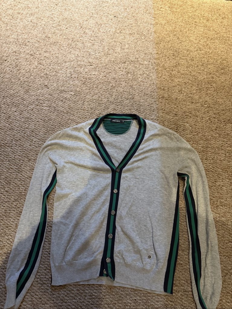 Antony Morato Grey & Green Stripe Cardigan Small