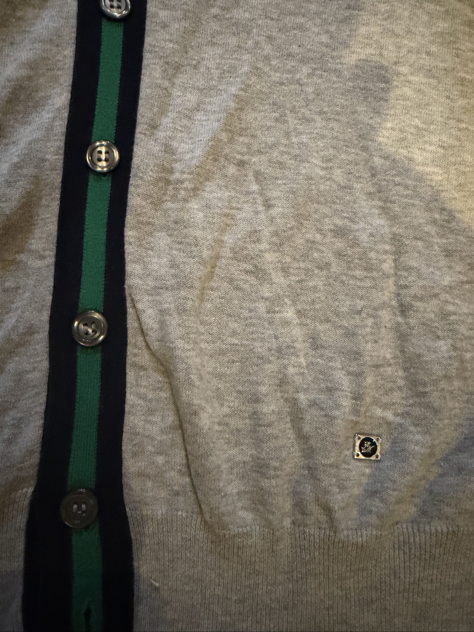 Antony Morato Grey & Green Stripe Cardigan Small image 3