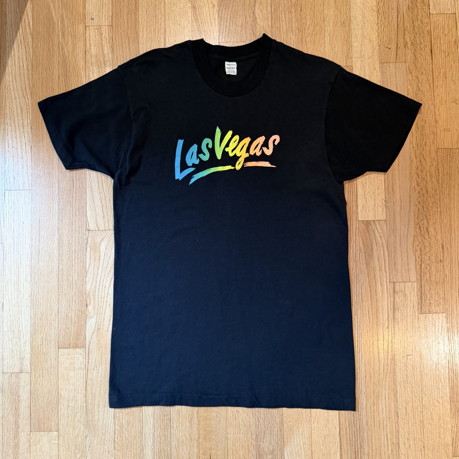 Bloopers! Black Las Vegas Print Cotton T-Shirt Large 42-44