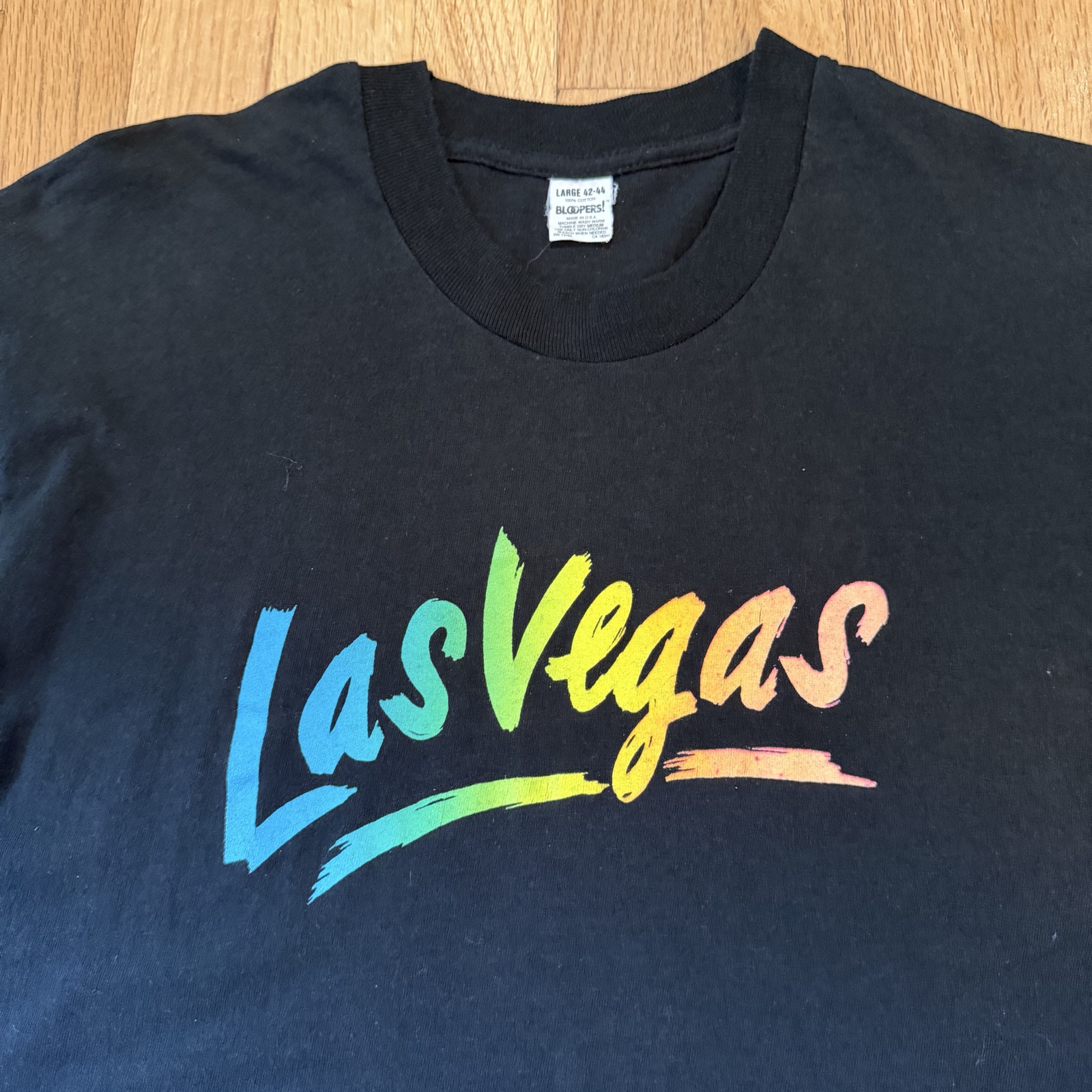 Bloopers! Black Las Vegas Print Cotton T-Shirt Large 42-44 image 2