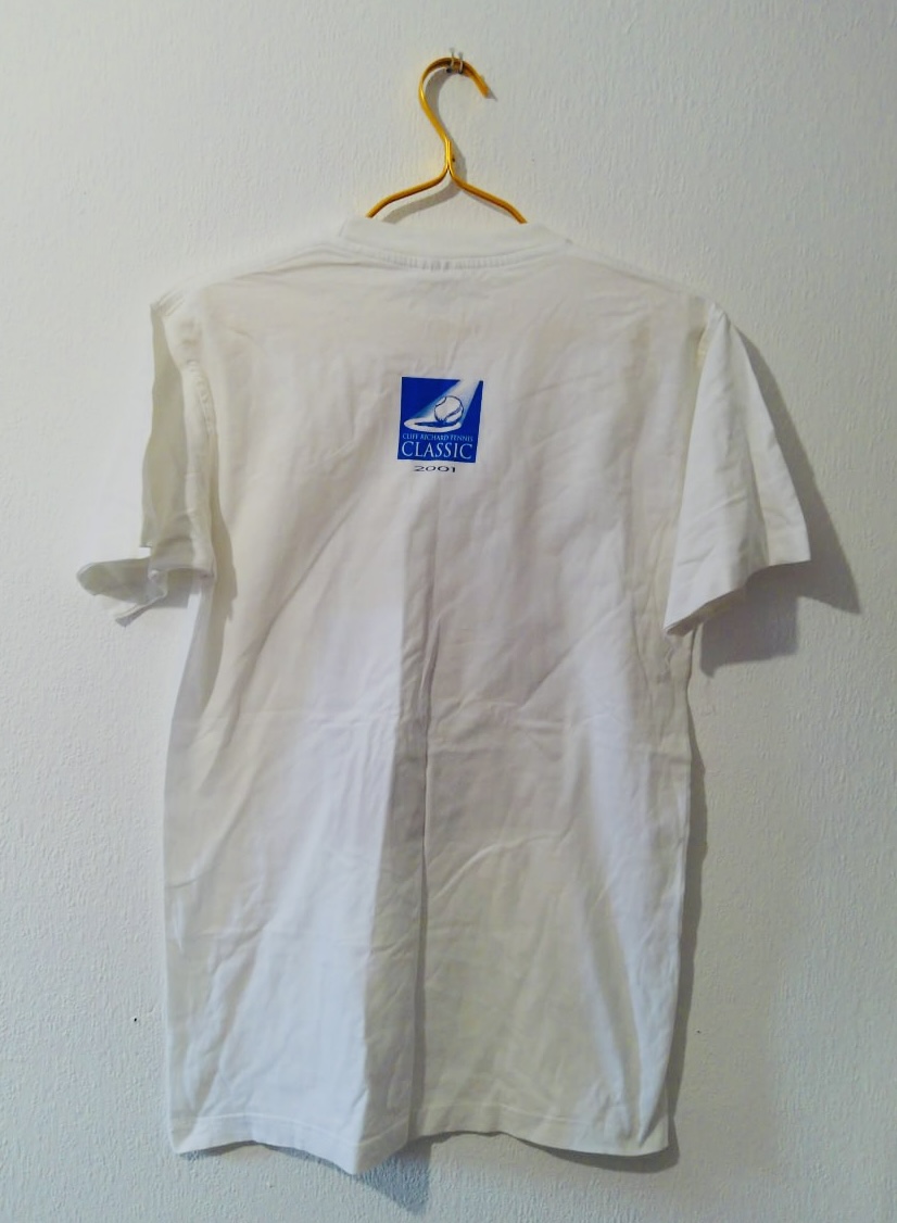 Bnwot Men’s Cliff Richard White Tennis Classic Graphic T-Shirt Large All Seasons Outwear Indoors Outdoors Casual image 2