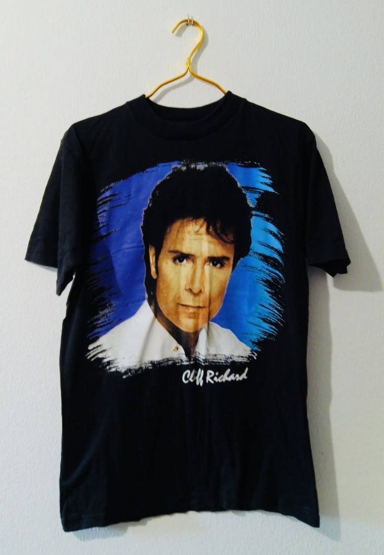 Bnwot Men’s Cliff Richard Black Blue Tour T-Shirt Large Cotton