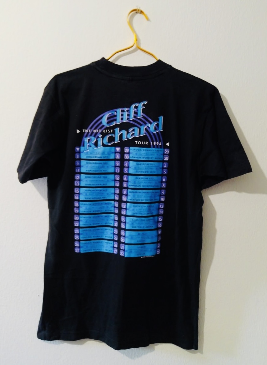 Bnwot Men’s Cliff Richard Black Blue Tour T-Shirt Large Cotton image 2