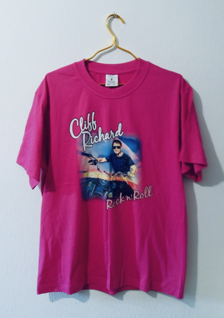 Bnwot Men’s Cliff Richard Pink Rock'n'Roll Cotton T-Shirt Large All Seasons Outwear Indoors Outdoors Casual