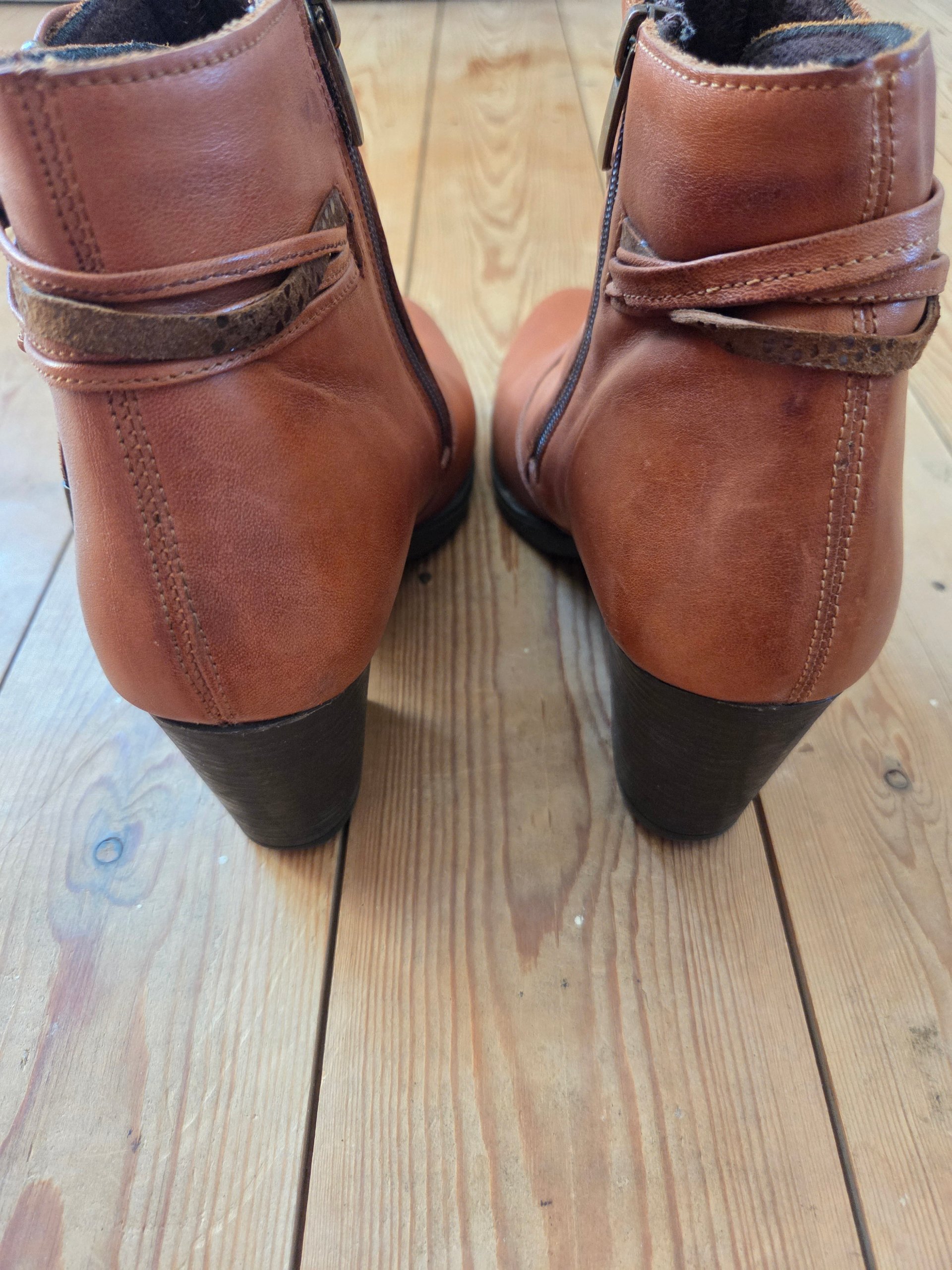 Pavers Brown Tan Ankle Boots Women’s UK 6 EU 39 Block Heel Side Zip image 7