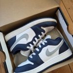 Air Jordan 1 Low GS Midnight Navy Wolf Grey UK 4 Trainers