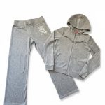 Vintage 2000s Juicy Couture Grey Velour Tracksuit Set Girls Y14 Women's XS Petite