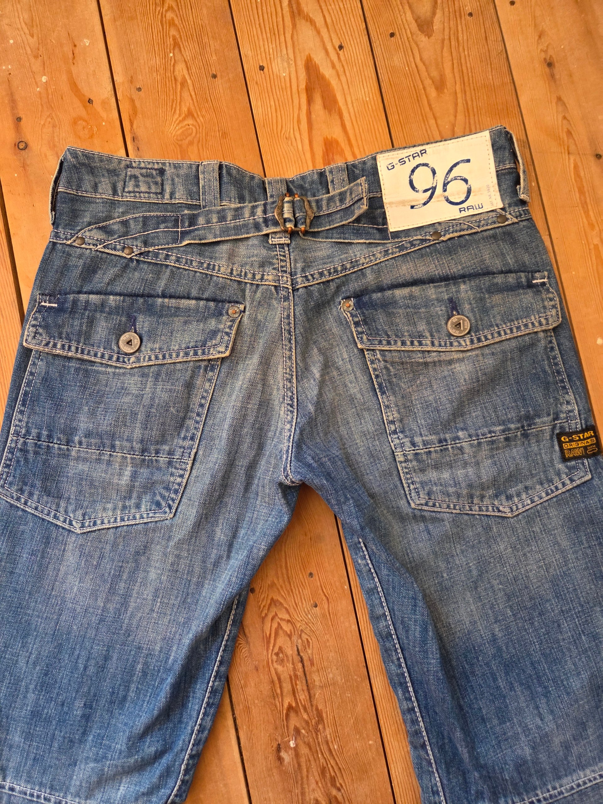 Vintage Y2K G-Star Raw 96 Elwood Low Rise Flare Jeans W27 L30 Blue Denim