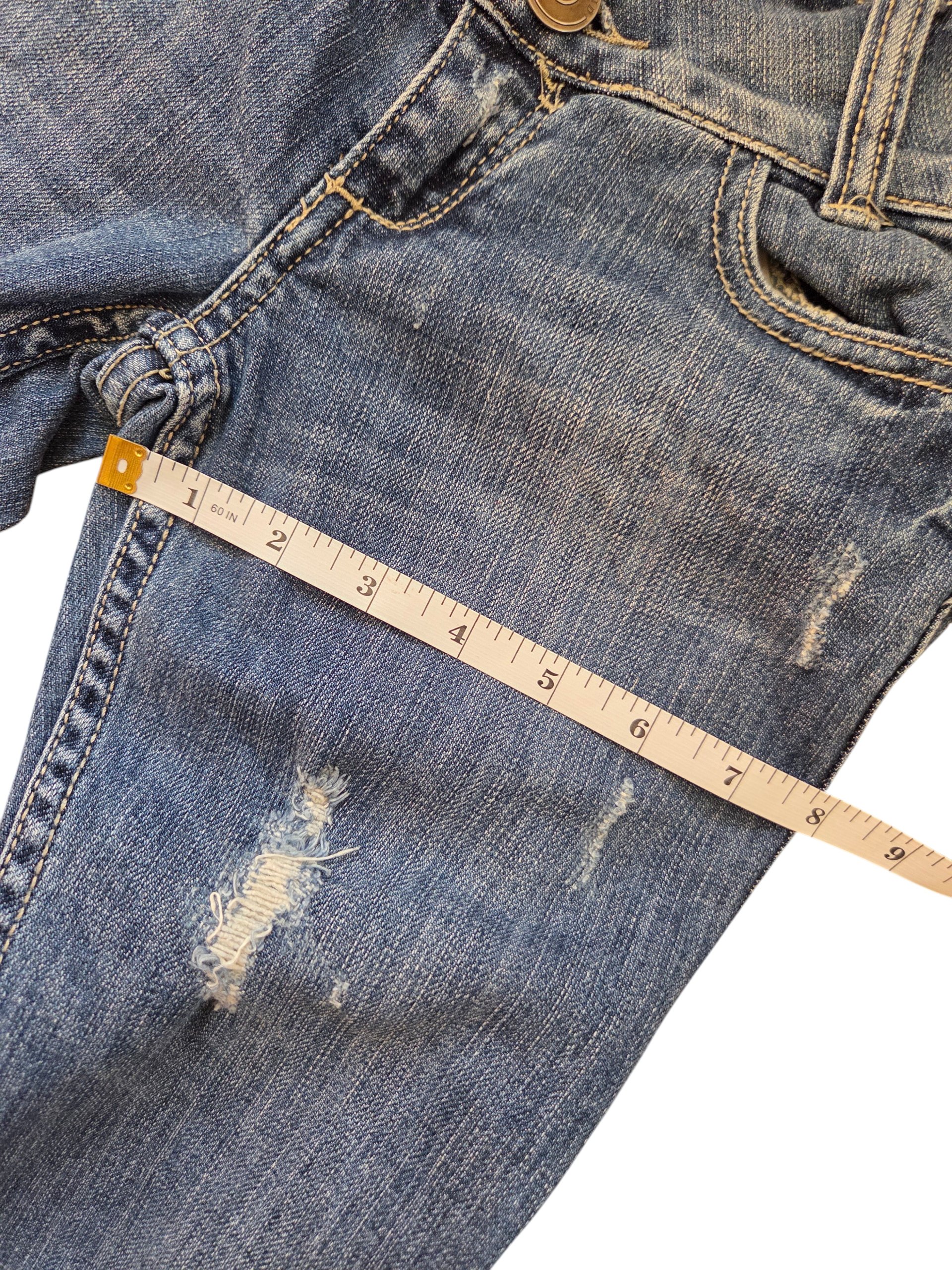 Vintage Y2K River Island Live and Uncut Low Rise Distressed Blue Jeans UK 6 W32 image 5