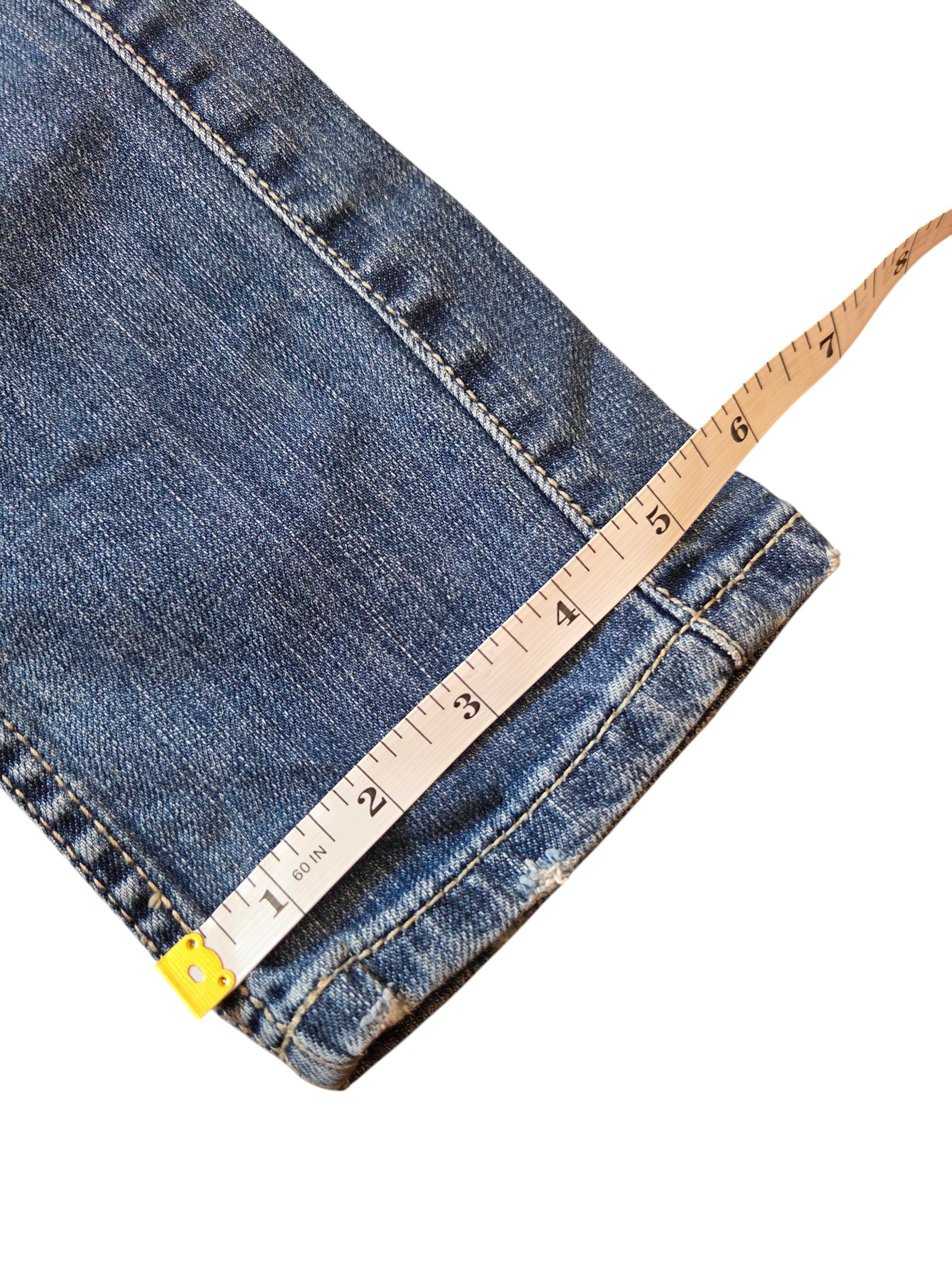 Vintage Y2K River Island Live and Uncut Low Rise Distressed Blue Jeans UK 6 W32 image 6