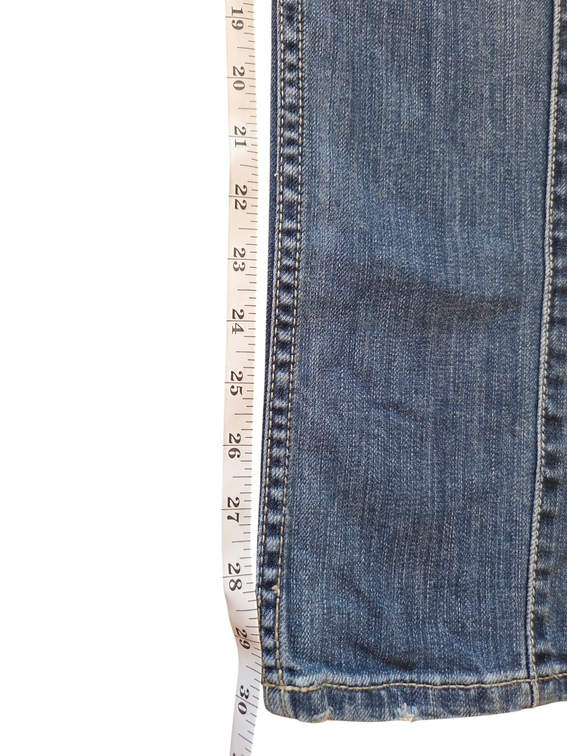 Vintage Y2K River Island Live and Uncut Low Rise Distressed Blue Jeans UK 6 W32 image 7