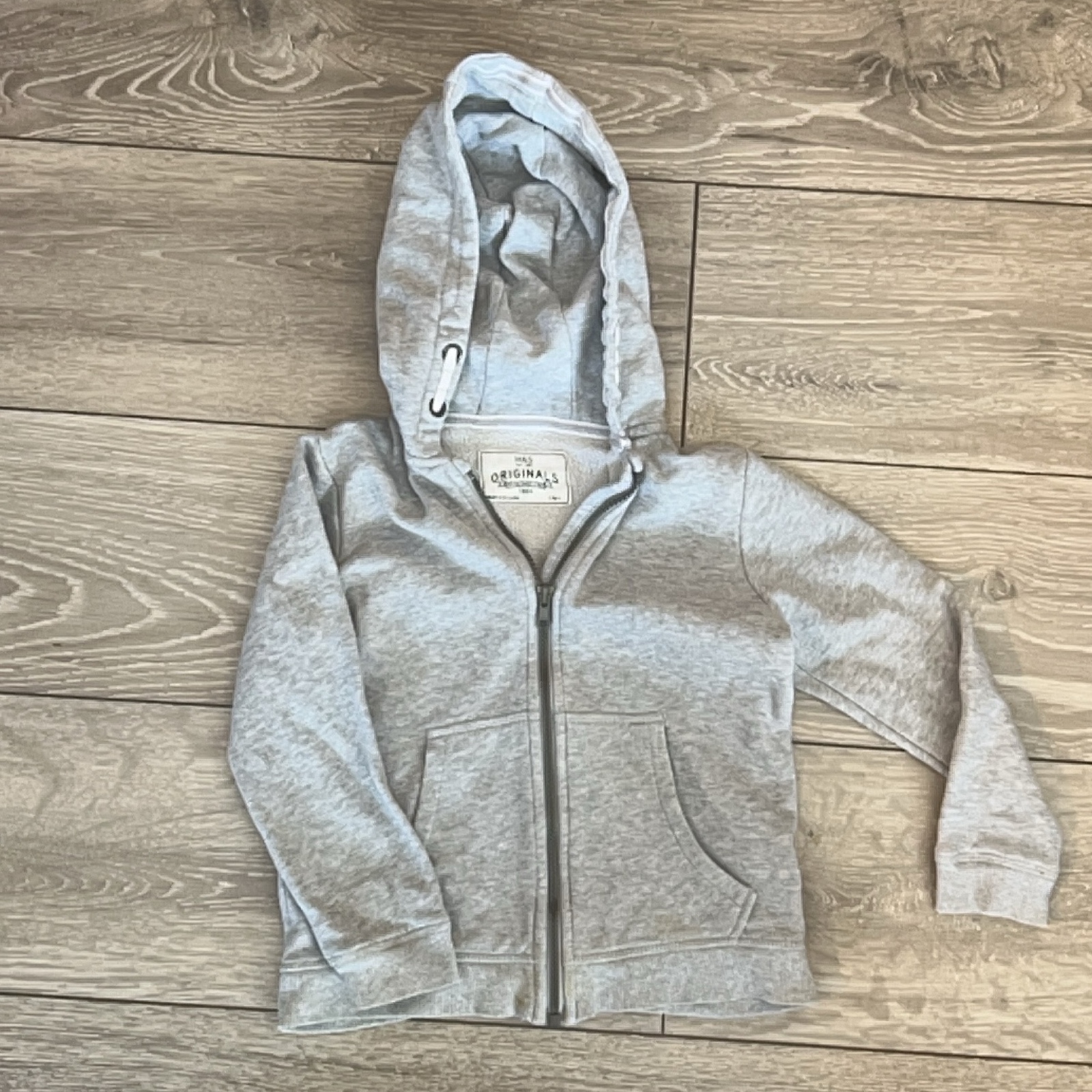 M&S Grey Kids' Hooded Zip-Up Sweatshirt 5 Years Sherpa Lining