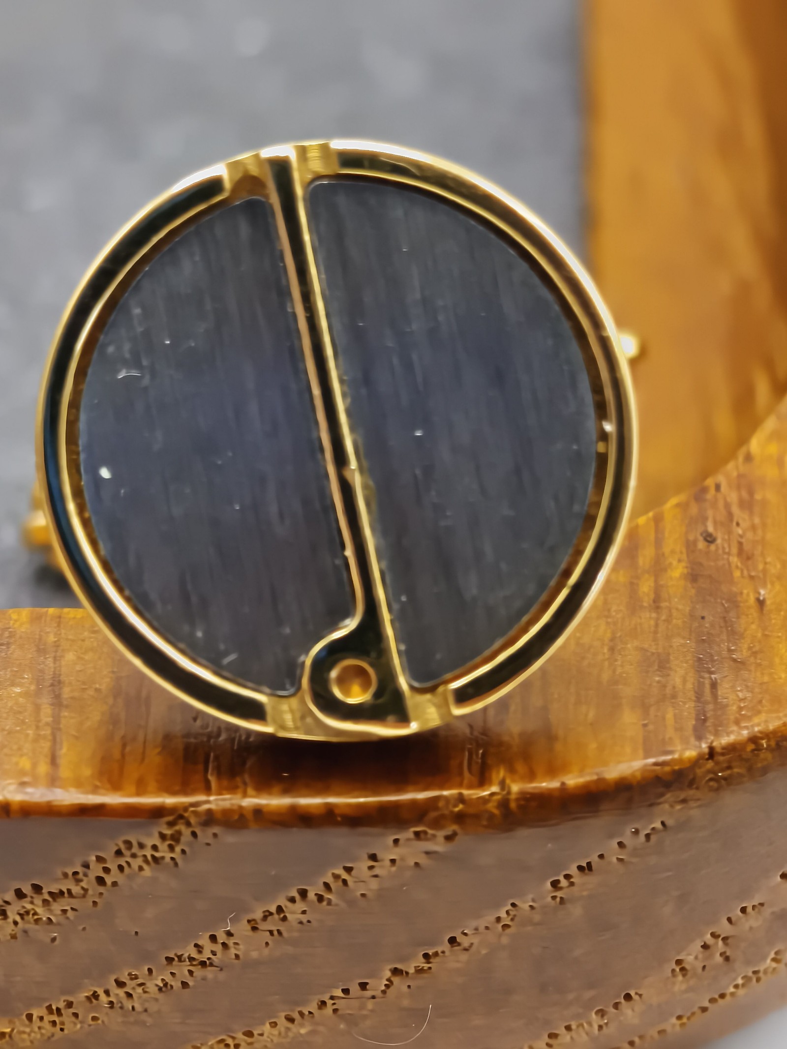 Dunhill Men Gold-tone & Black Round Cufflinks image 4