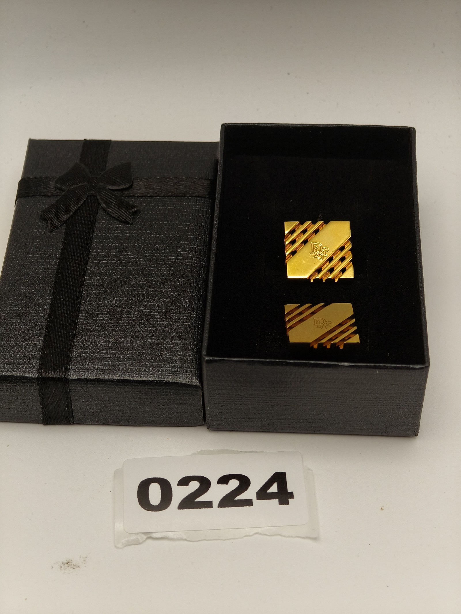 Christian Dior Gold Tone Square Logo Men's Cufflinks